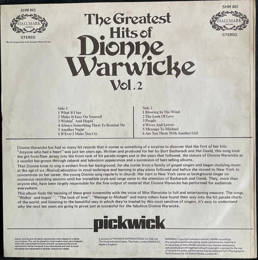 Dionne Warwicke – The Greatest Hits Of Dionne Warwicke Vol. 2 - USED Vinyl LP