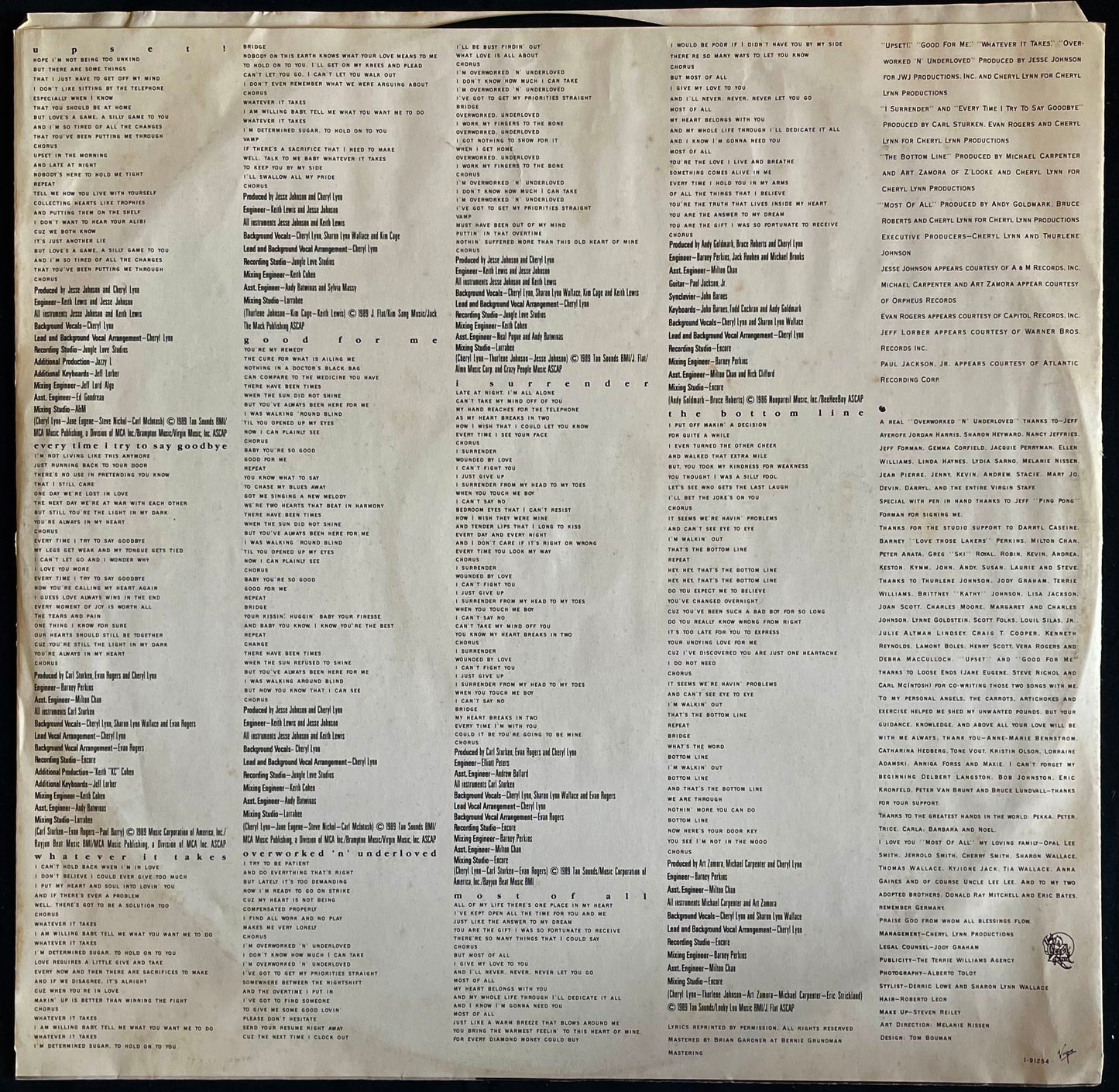 Cheryl Lynn – Whatever It Takes - USED Vinyl LP