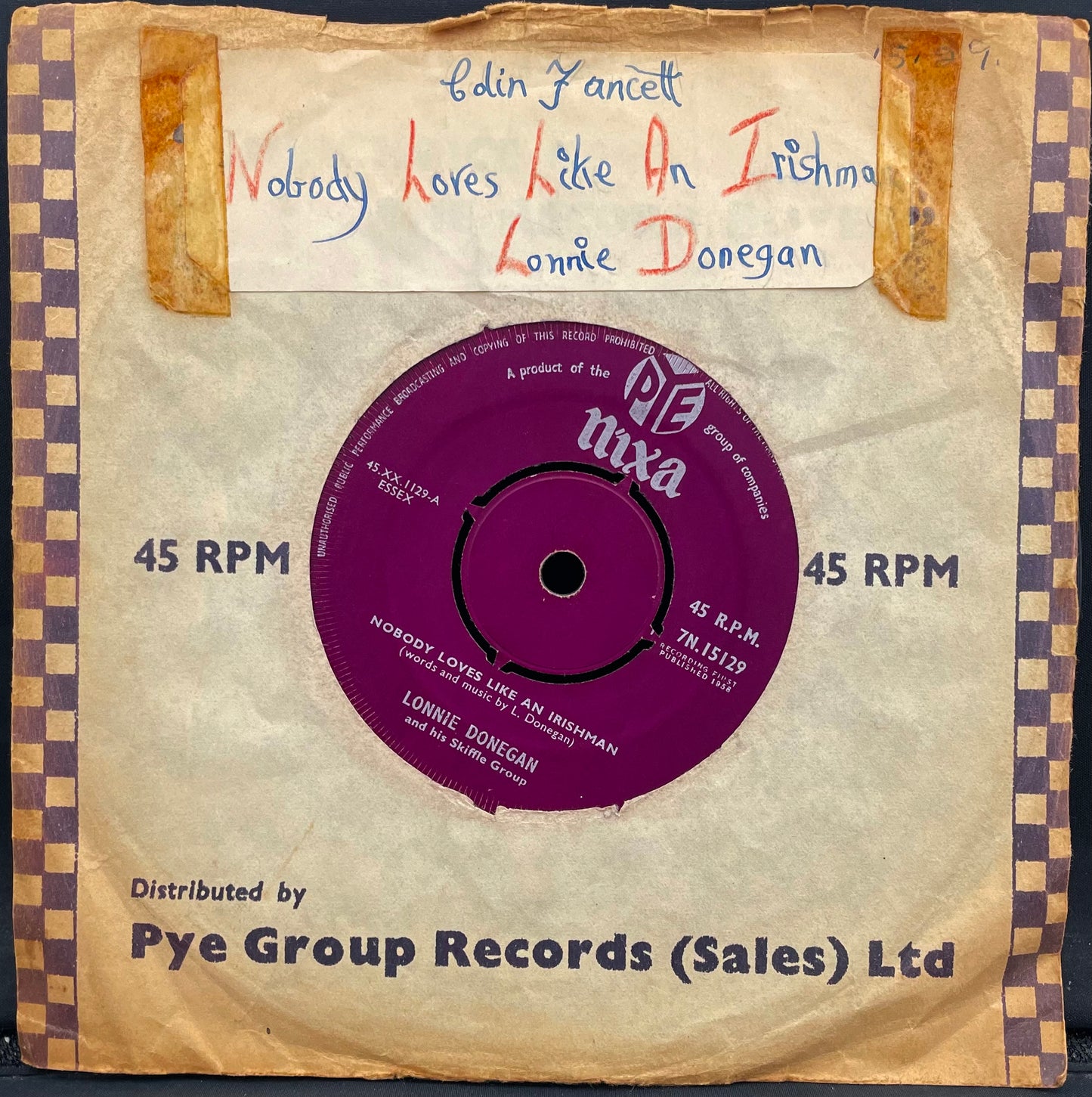 Lonnie Donegan And His Skiffle Group – Nobody Loves Like An Irishman – gebrauchte 7"-Vinyl-Single