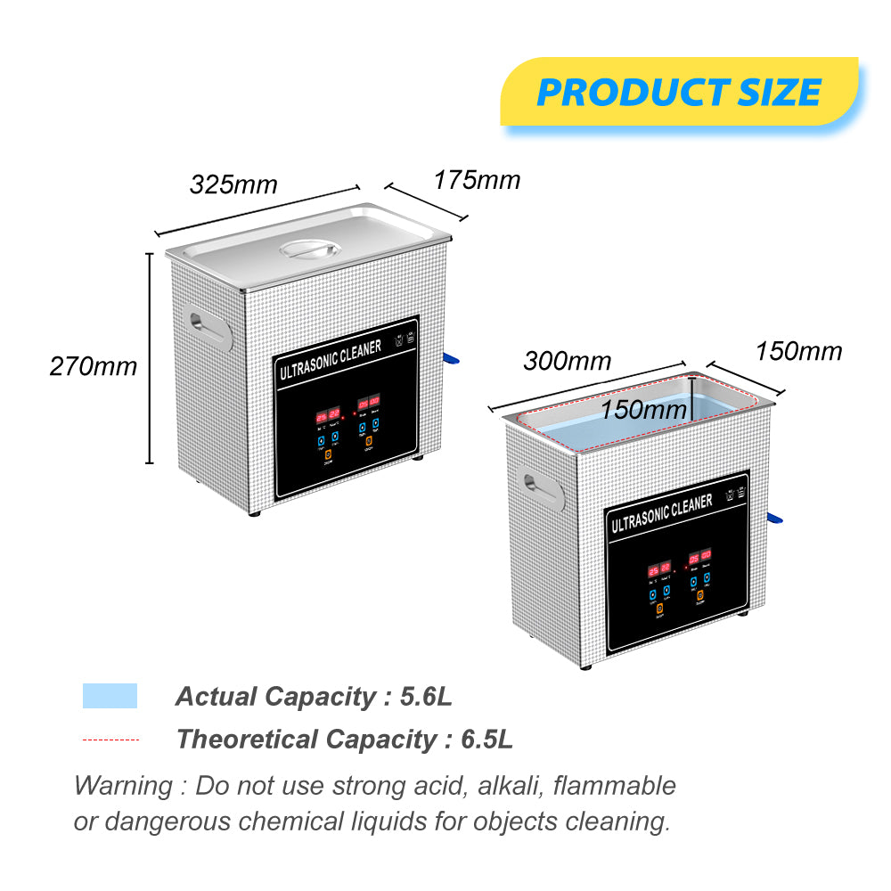 6L Ultrasonic Vinyl Record Cleaner Machine With Lifting Bracket for 12",10" & 7" Record Cleaning