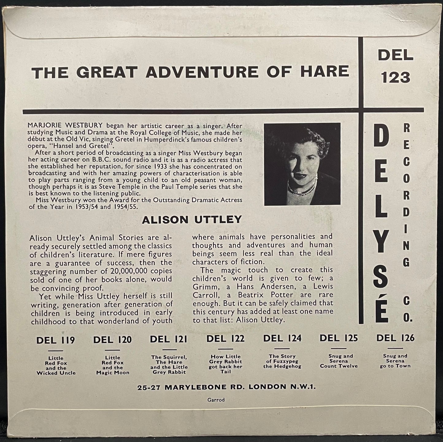 Alison Uttley, Marjorie Westbury – The Great Adventure Of Hare – USED Vinyl 7" Single