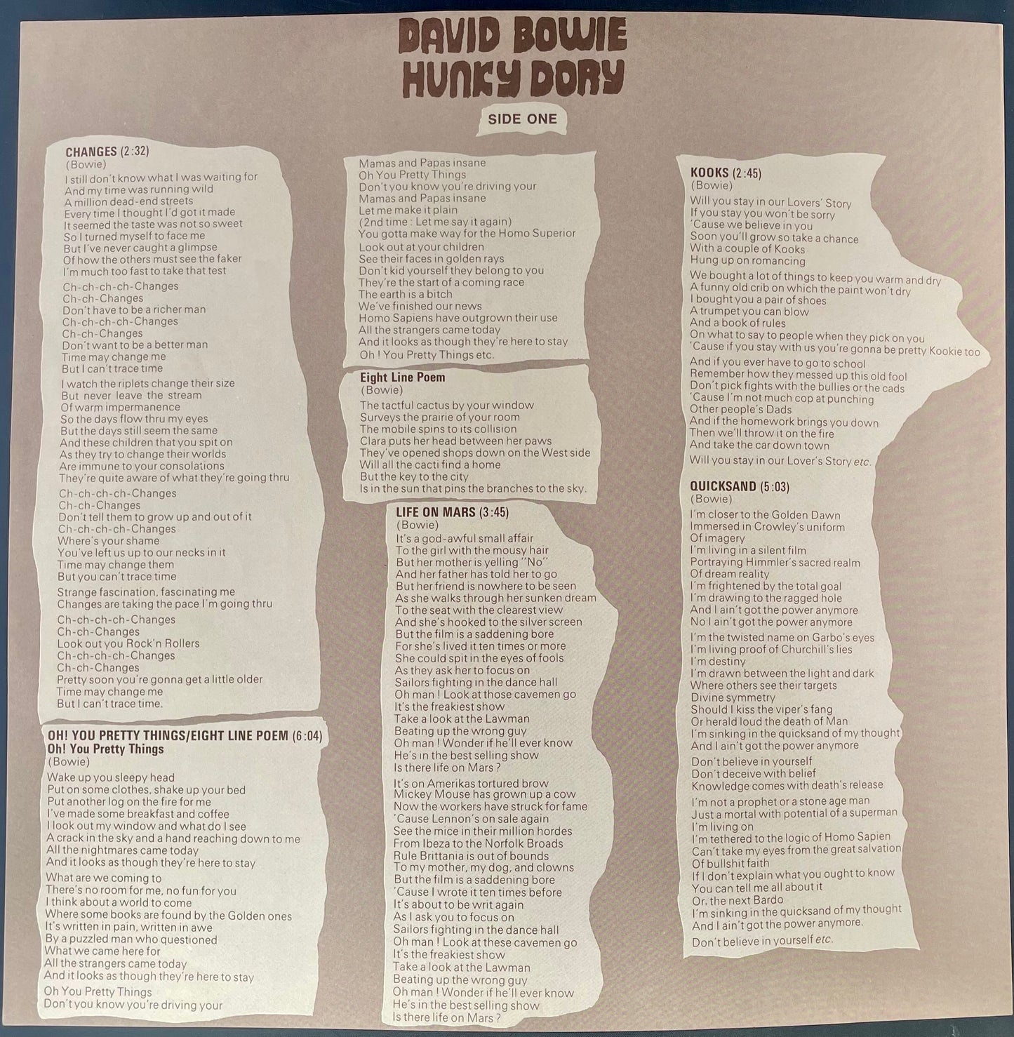 David Bowie – Hunky Dory - USED Vinyl LP