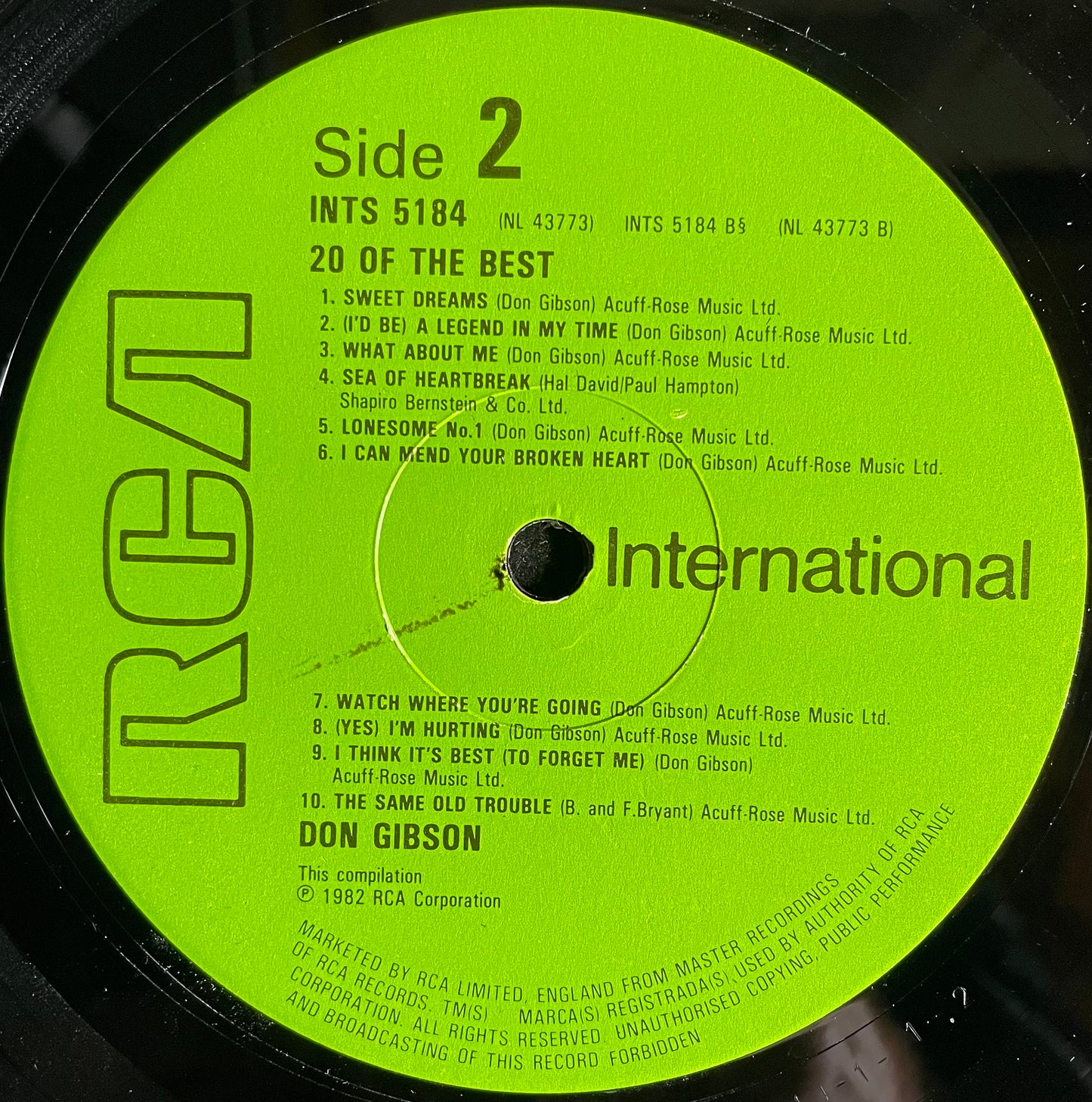 Don Gibson – 20 Of The Best - USED Vinyl LP