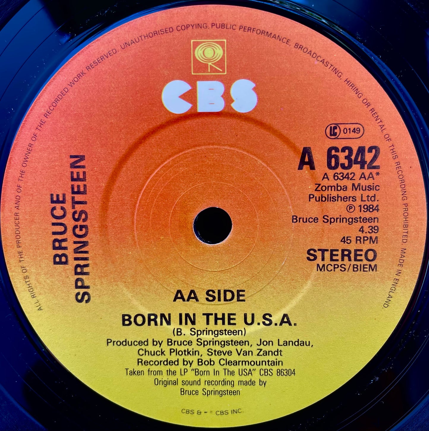 Bruce Springsteen – I'm On Fire / Born In The USA - USED Vinyl 7" Single