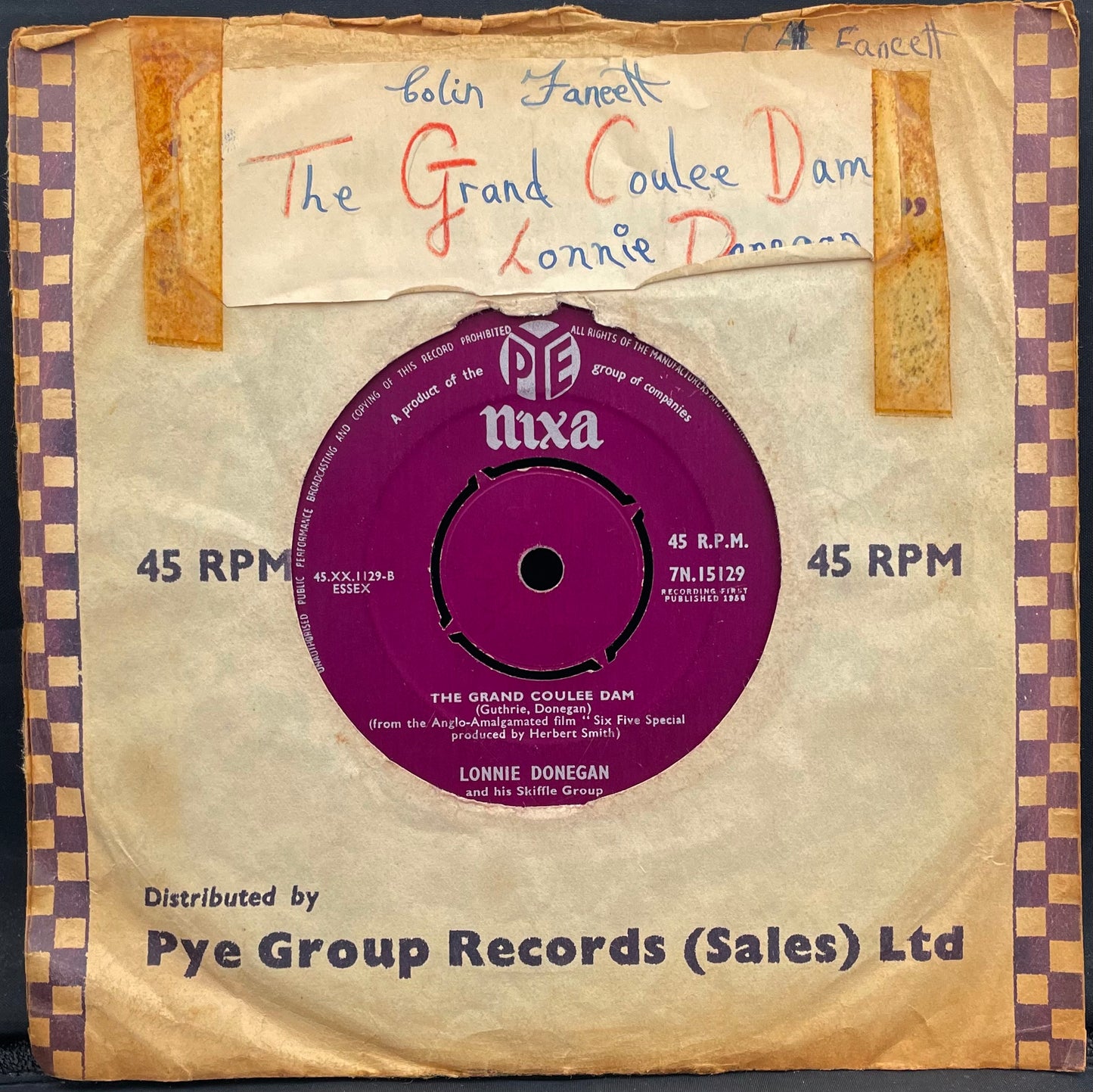 Lonnie Donegan And His Skiffle Group ‎– Nobody Loves Like An Irishman– USED Vinyl 7" Single