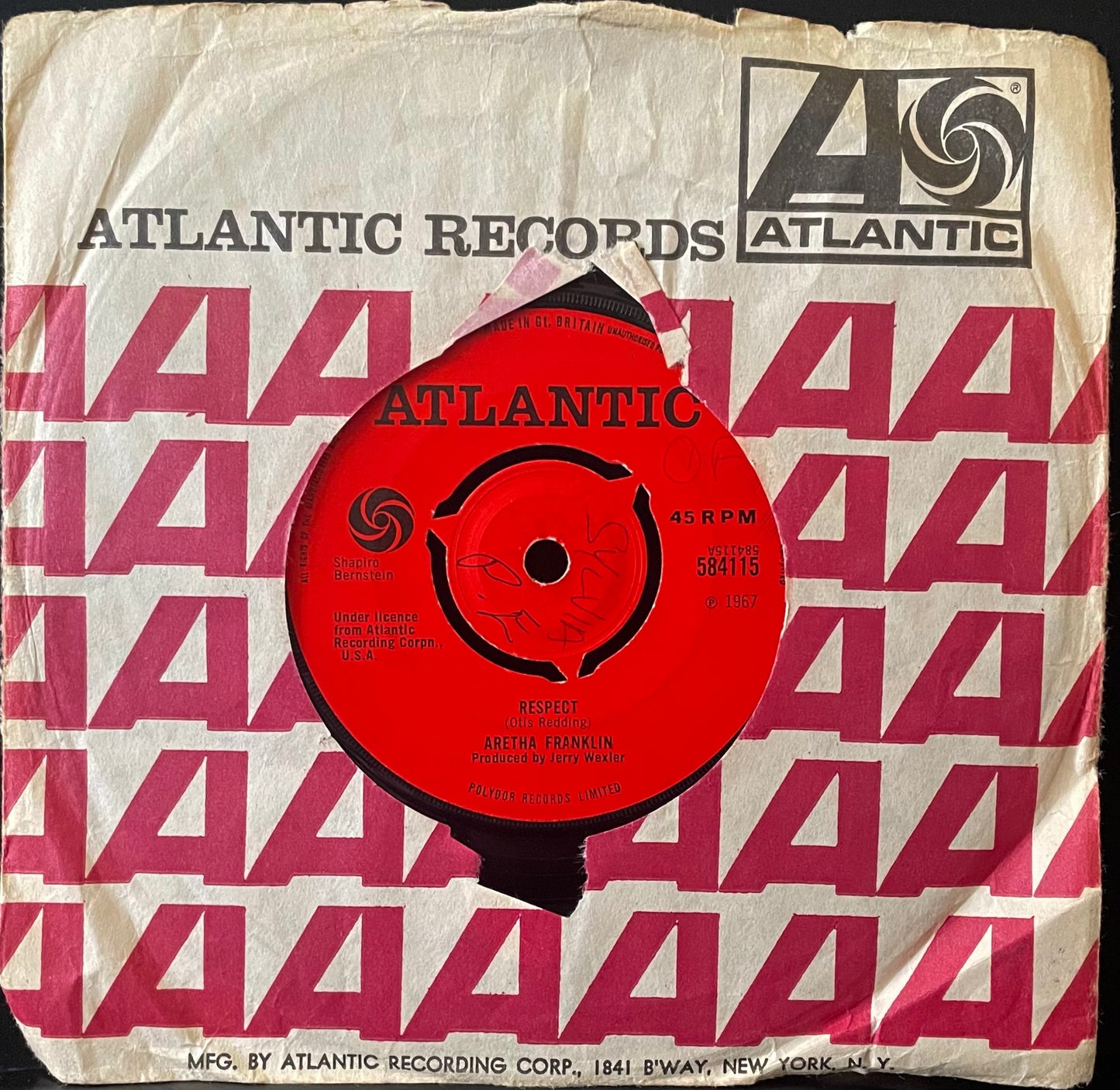 Aretha Franklin– Respect - USED Vinyl 7" Single