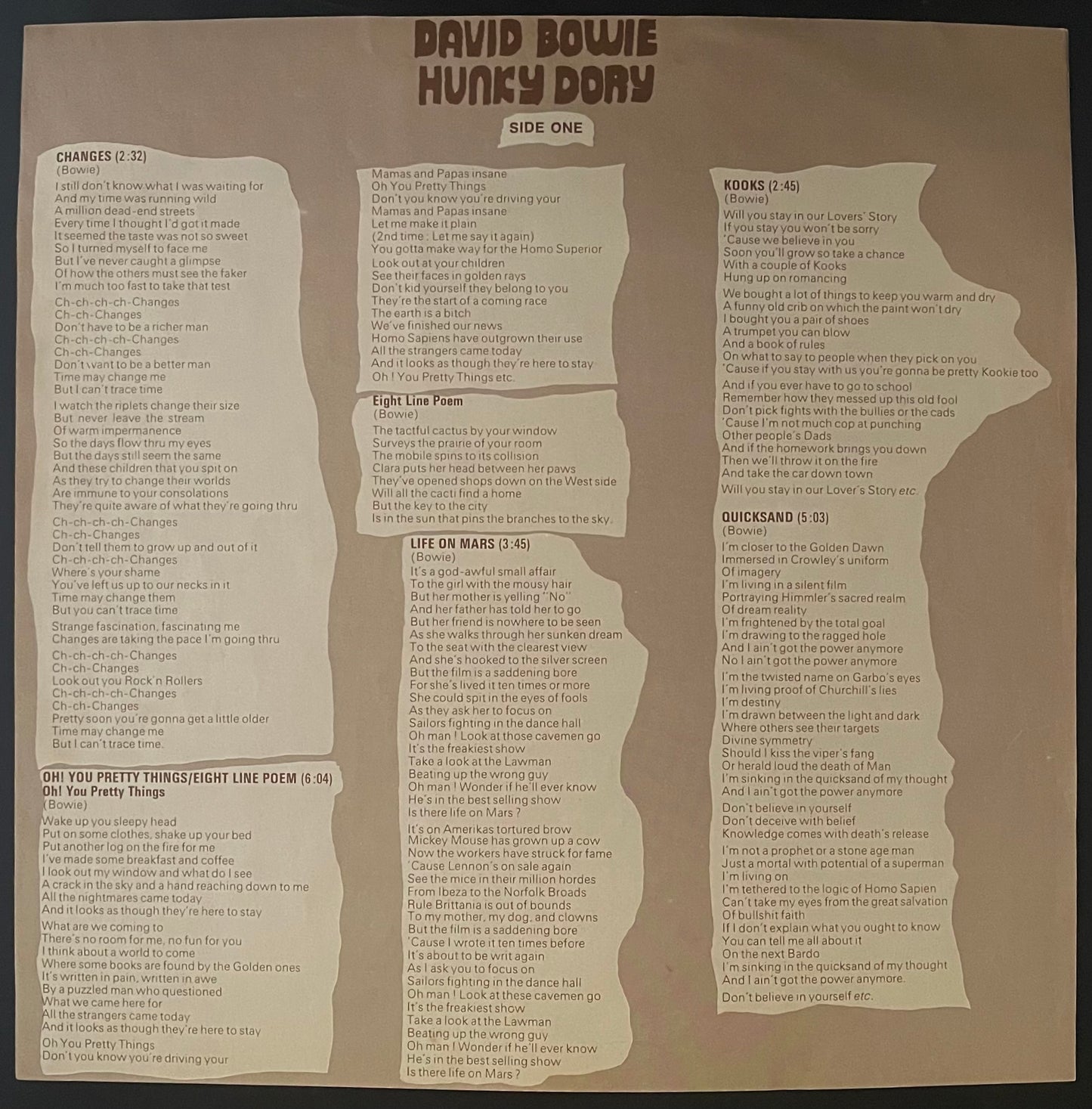 David Bowie – Hunky Dory - USED Vinyl LP