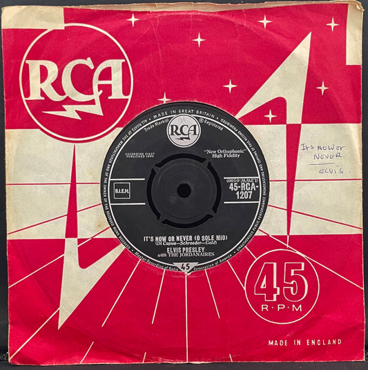 Elvis Presley mit den Jordanaires – It's Now Or Never – gebrauchte 7"-Vinyl-Single