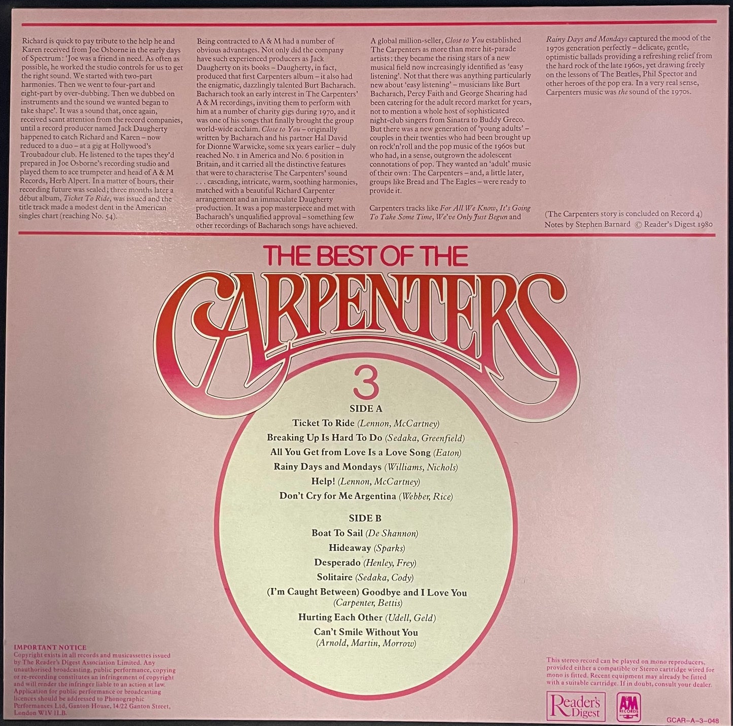 Carpenters – The Best Of The Carpenters - USED Vinyl 4LP Box Set
