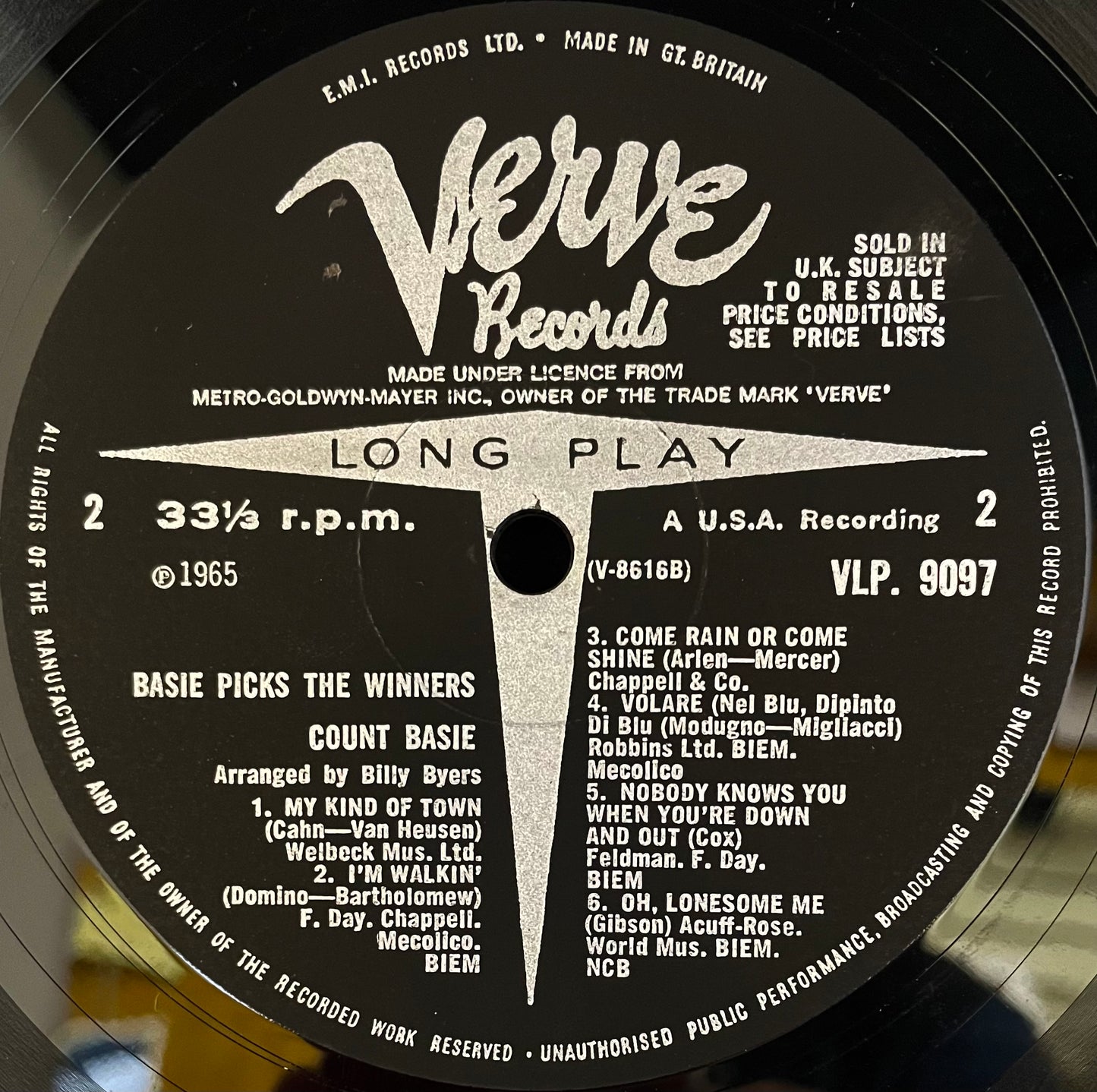 Count Basie – Basie Picks The Winners - USED Vinyl LP MONO