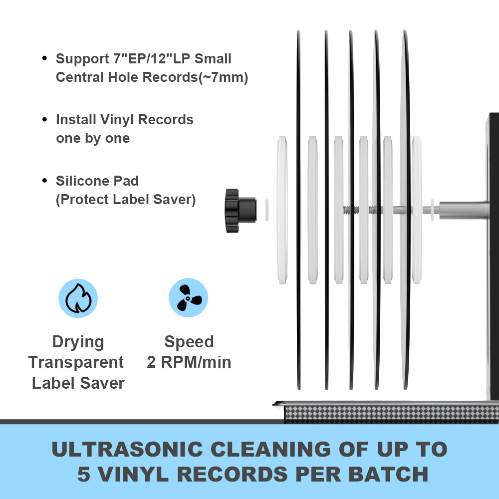 6L Ultrasonic Vinyl Record Cleaner Machine With Lifting Bracket for 12",10" & 7" Record Cleaning