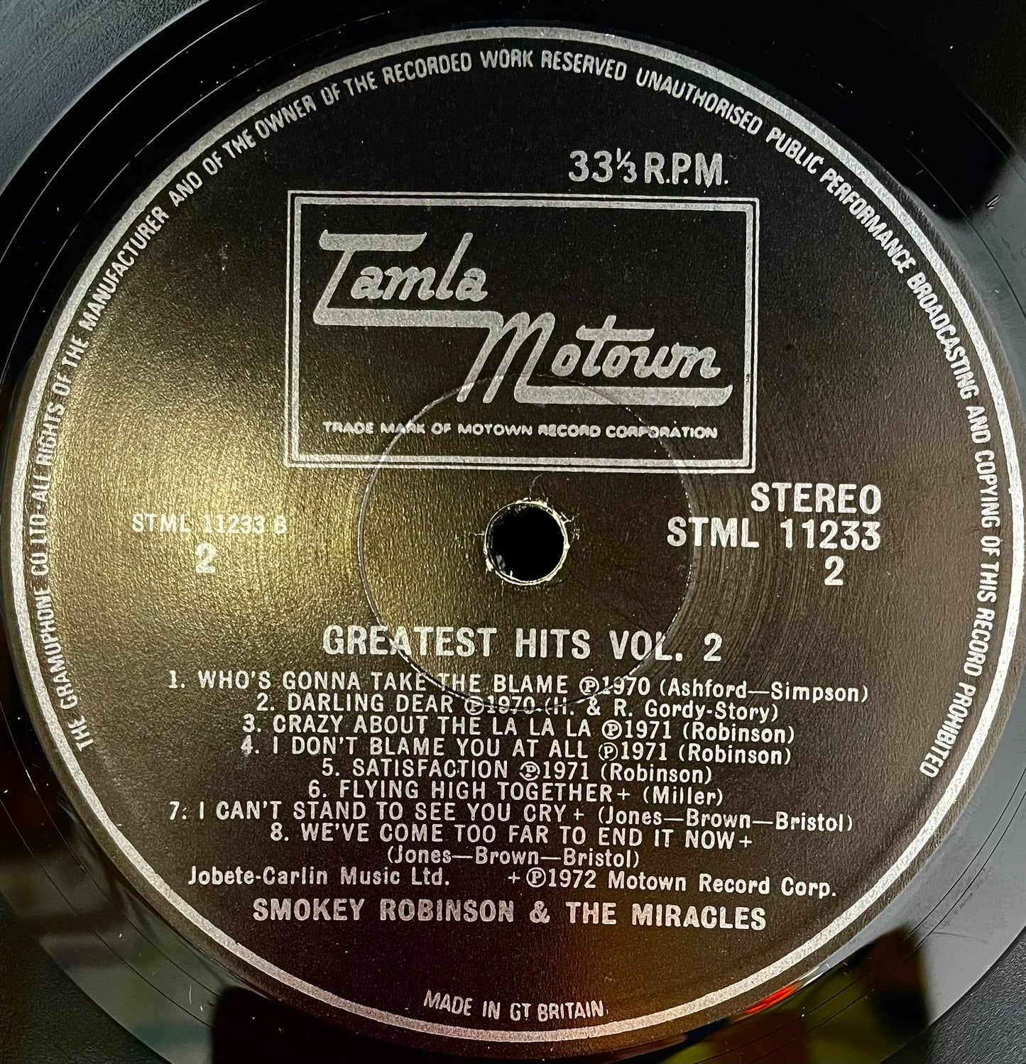 Smokey Robinson & The Miracles – Greatest Hits Vol. 2 - USED Vinyl LP