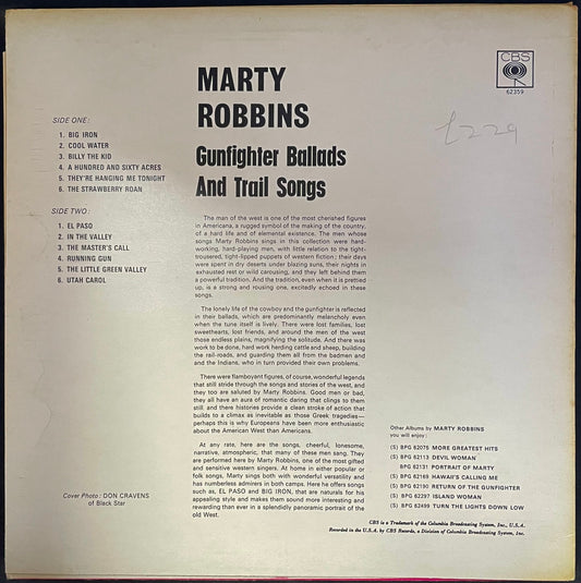 Marty Robbins – Gunfighter Ballads And Trail Songs - USED Vinyl LP