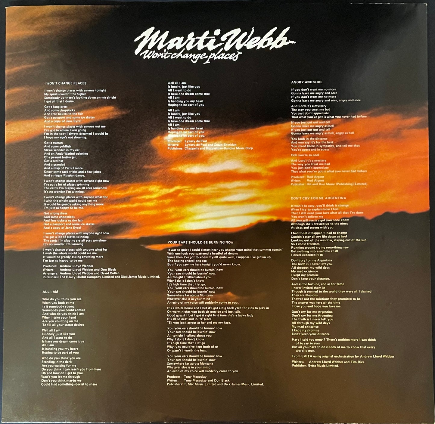 Marti Webb – Won't Change Places - USED Vinyl LP