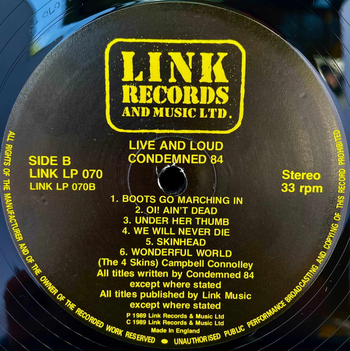 Condemned 84 – Live And Loud!! - USED Vinyl LP