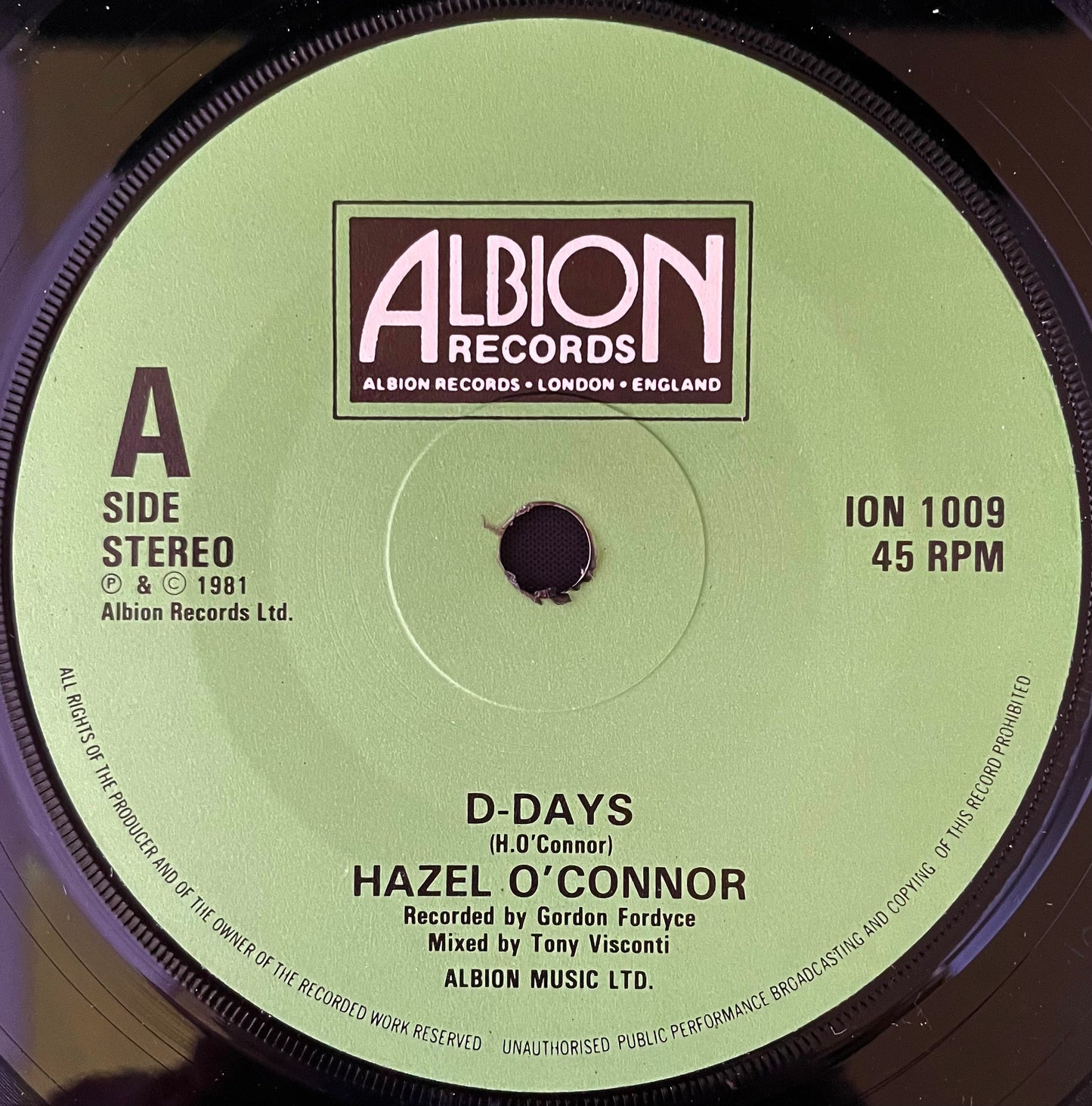 Hazel O'Connor – D-Days - USED Vinyl 7" Single