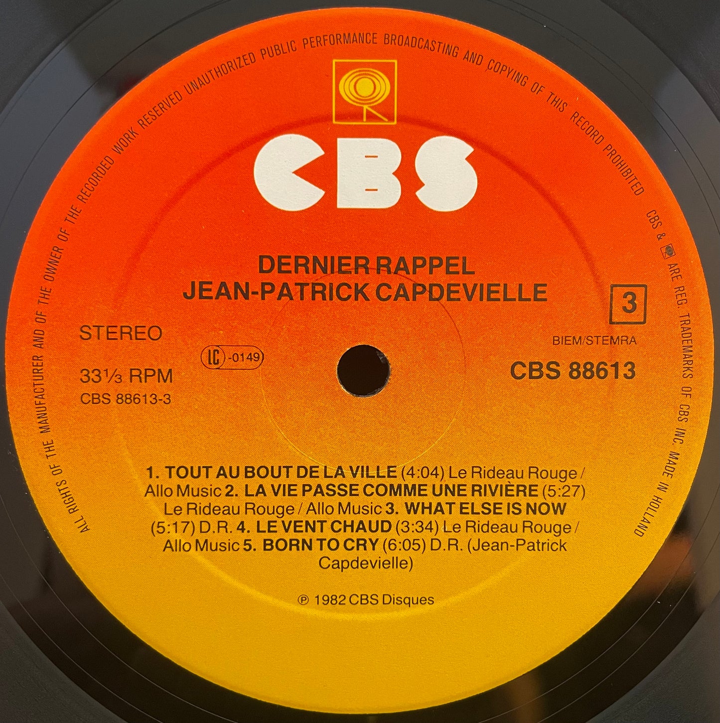 Jean-Patrick Capdevielle – …Dernier Rappel… – USED Vinyl 2LP