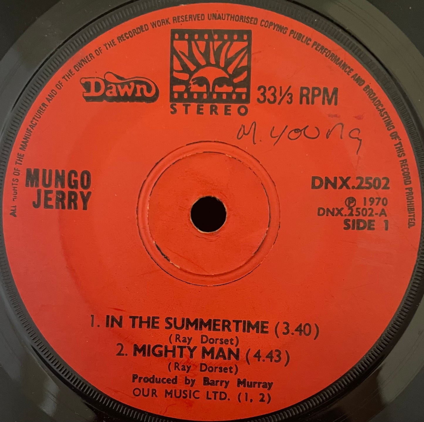 Mungo Jerry – In The Summertime / Mighty Man / Dust Pneumonia Blues - USED Vinyl 7" Single