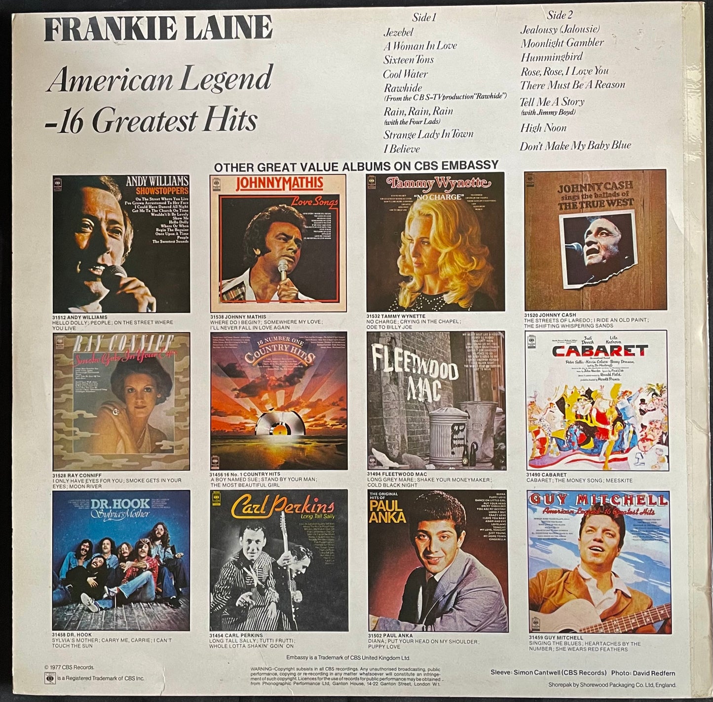 Frankie Laine – American Legend -16 Greatest Hits - USED Vinyl LP MONO