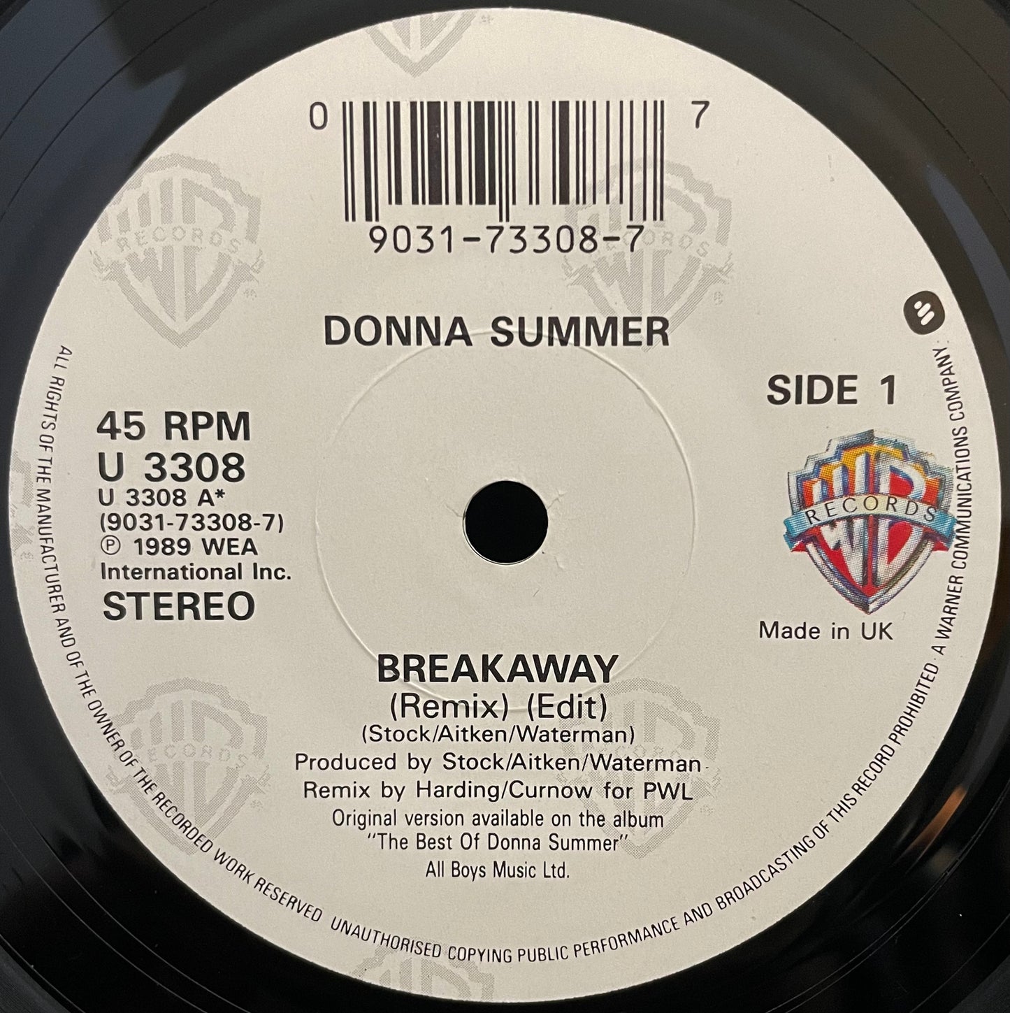 Donna Summer – Breakaway (Remix) – USED Vinyl 7" Single