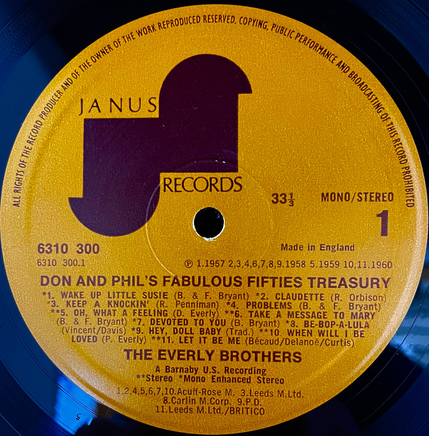 Everly Brothers – Don & Phil's Fabulous Fifties Treasury - USED Vinyl LP