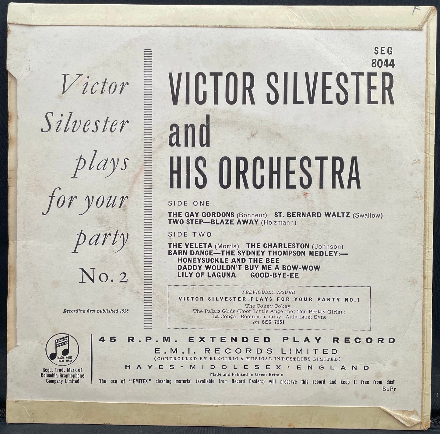 Victor Silvester And His Orchestra – Plays For Your Party 2 – USED Vinyl 7" EP MONO