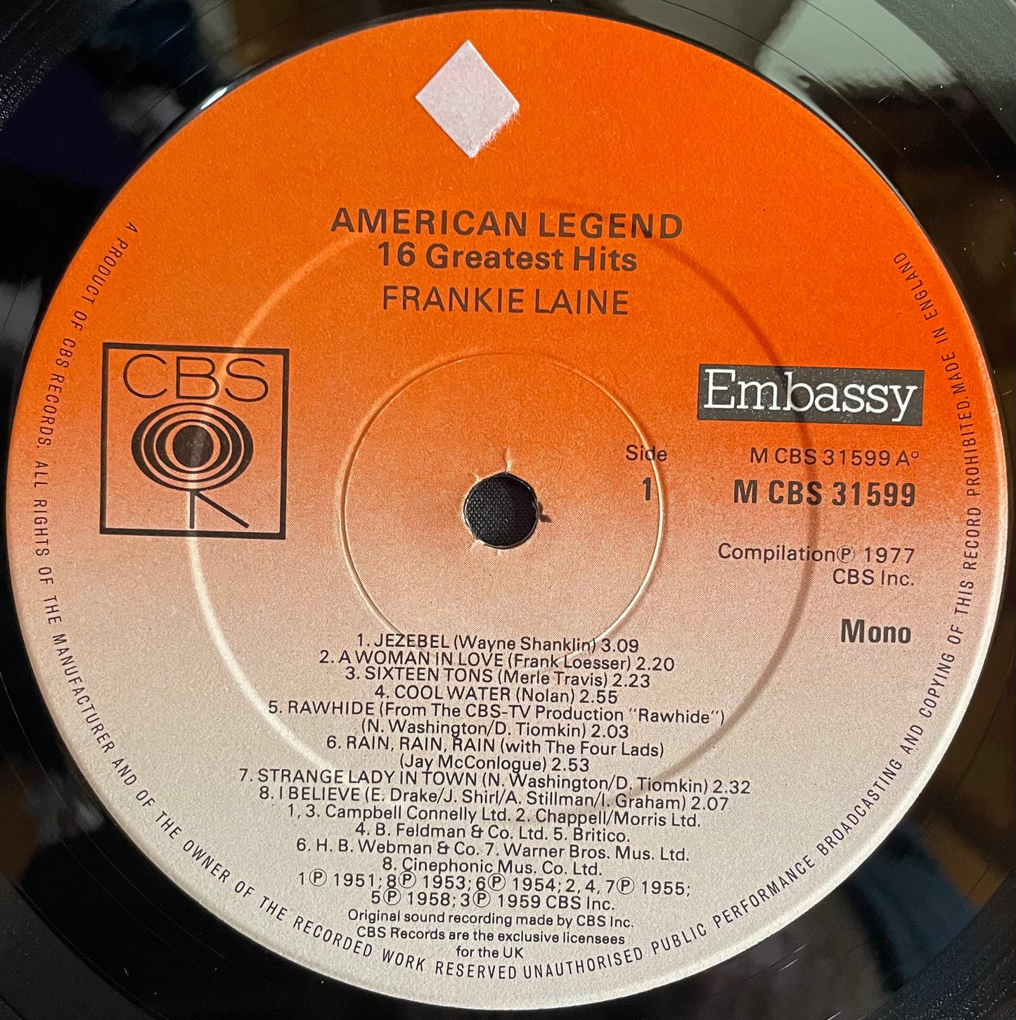 Frankie Laine – American Legend -16 Greatest Hits - USED Vinyl LP MONO