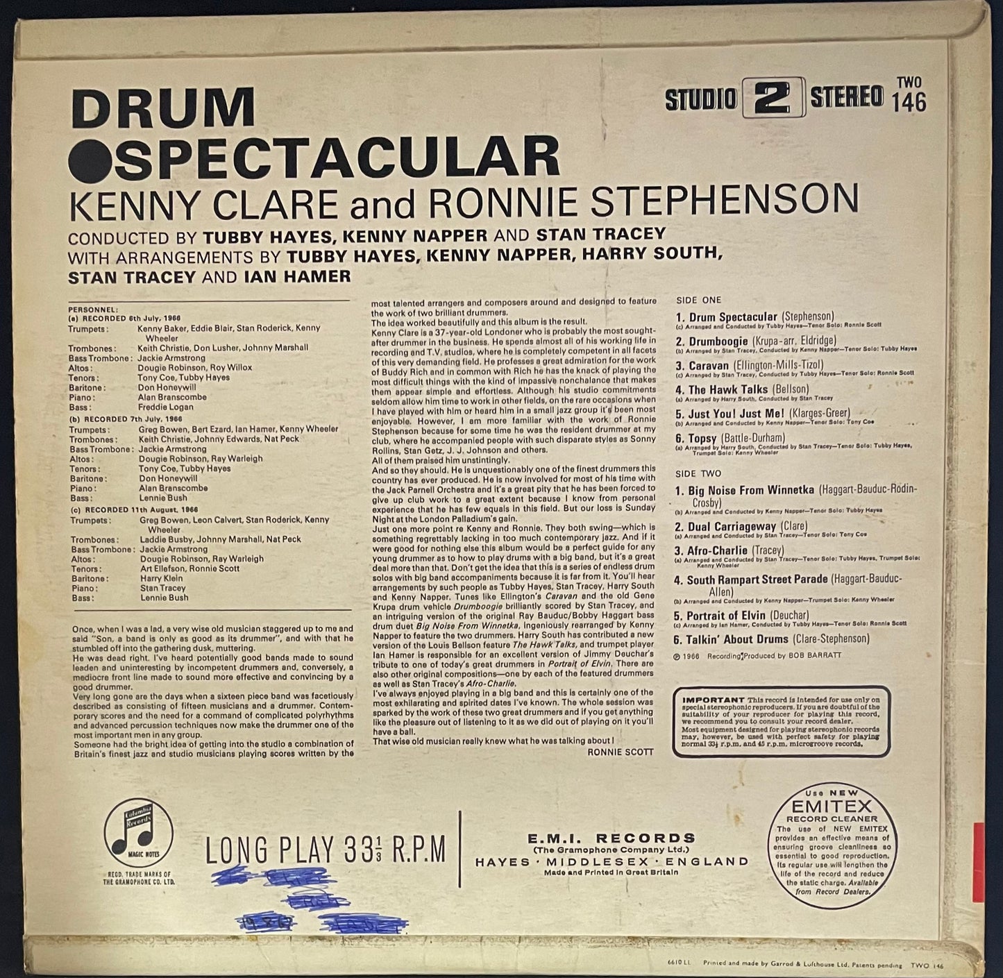 Kenny Clare And Ronnie Stephenson – Drum Spectacular - USED Vinyl LP