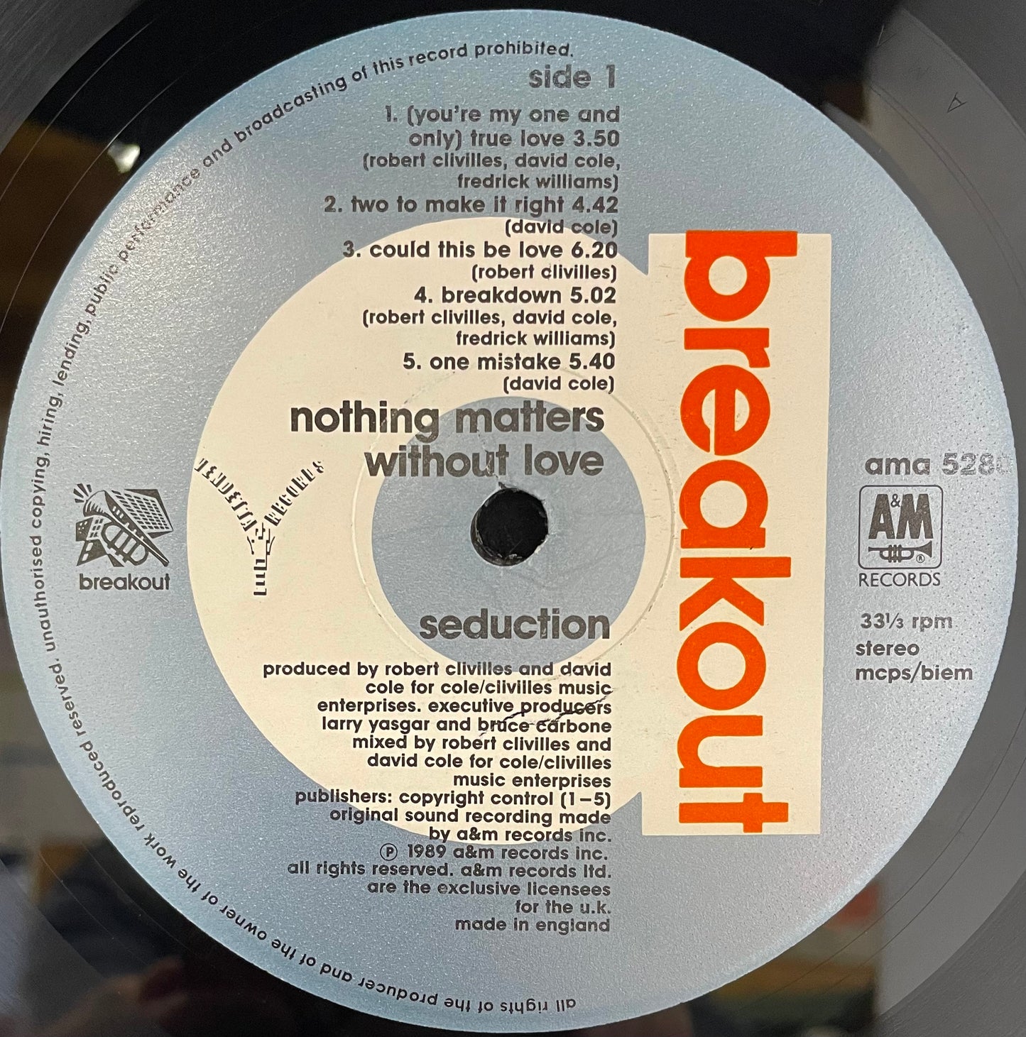 Seduction – Nothing Matters Without Love - USED Vinyl LP