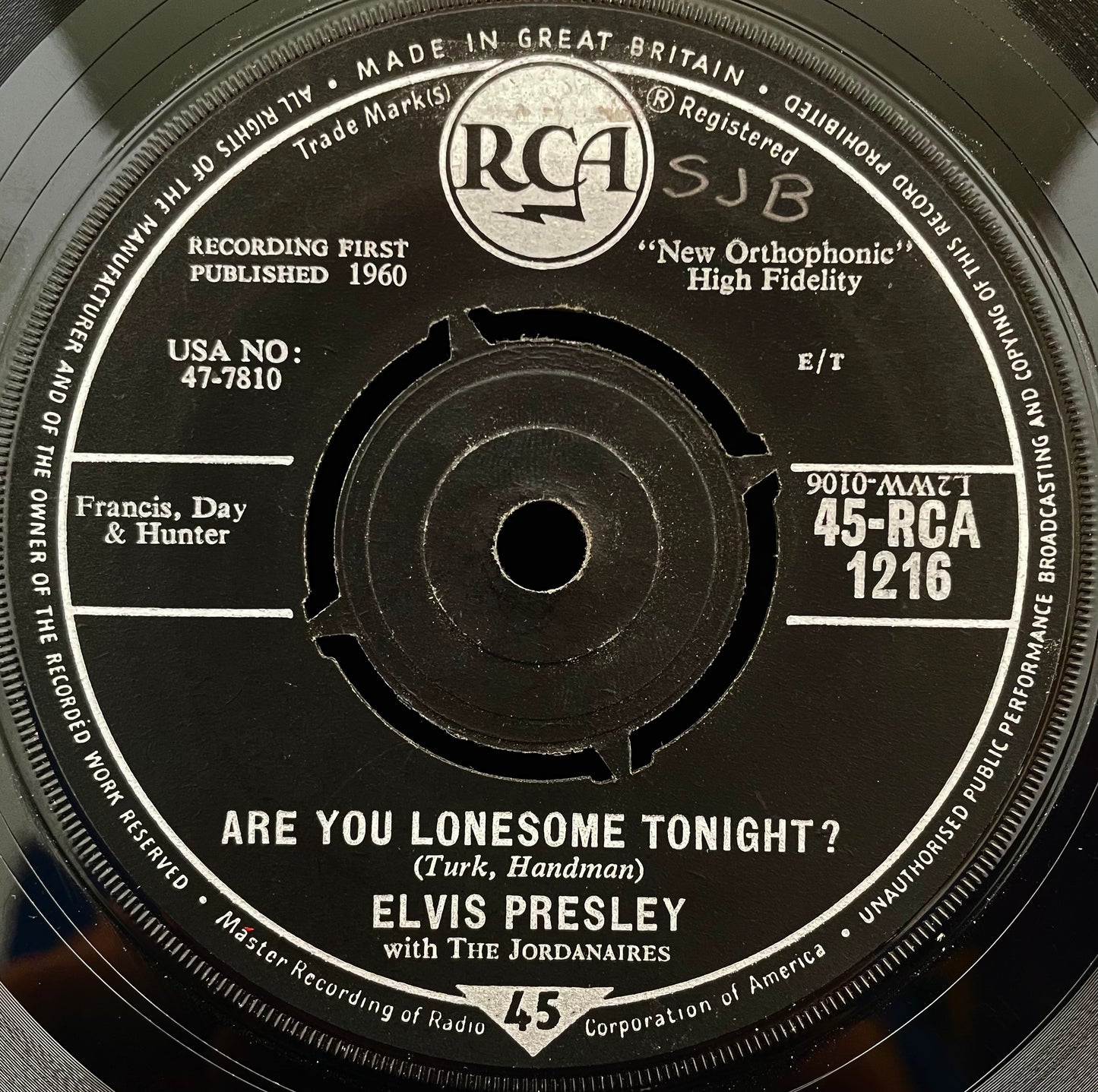 Elvis Presley mit den Jordanaires – Are You Lonesome Tonight? – gebrauchte 7"-Vinyl-Single