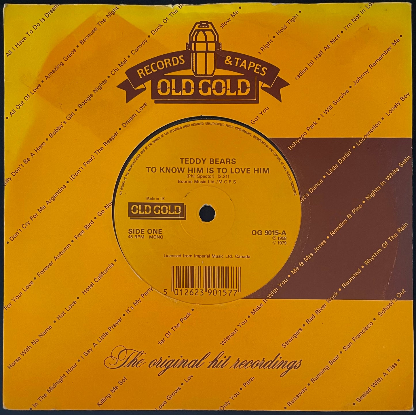 The Teddy Bears / Jody Reynolds – To Know Him Is To Love Him / Endless Sleep - USED Vinyl 7" Single