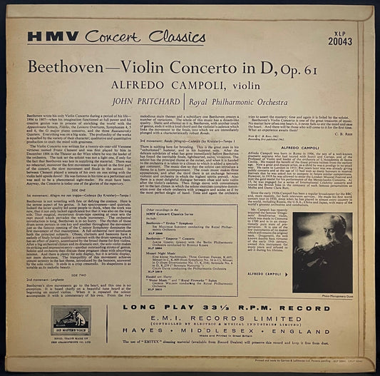 Beethoven, Campoli, Pritchard – Violin Concerto – USED Vinyl LP MONO