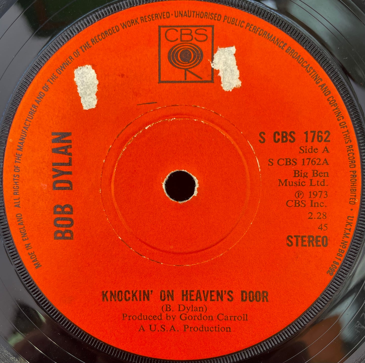 Bob Dylan – Knockin' On Heaven's Door - USED Vinyl 7" Single