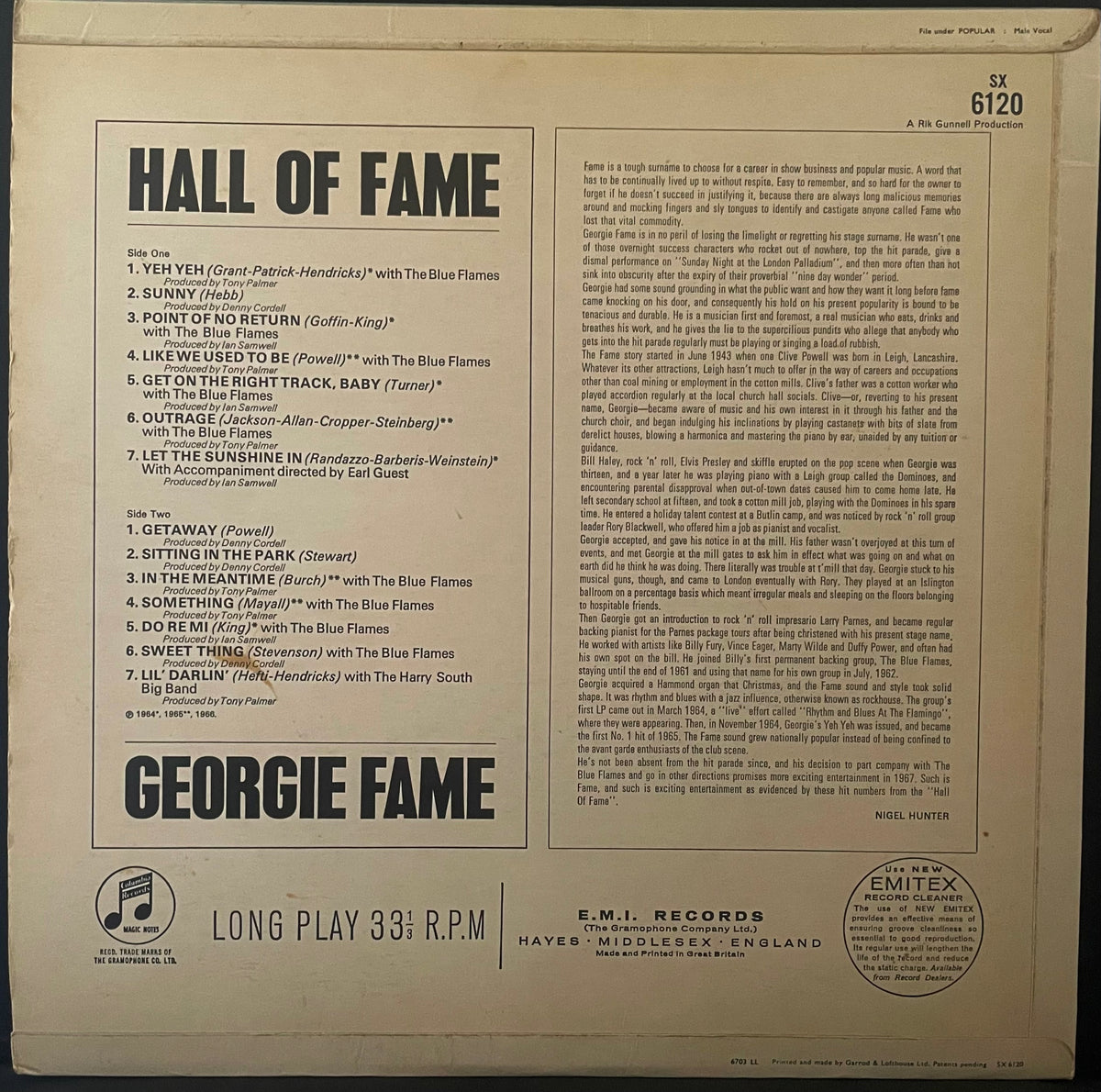 Georgie Fame – Hall Of Fame - USED Vinyl LP
