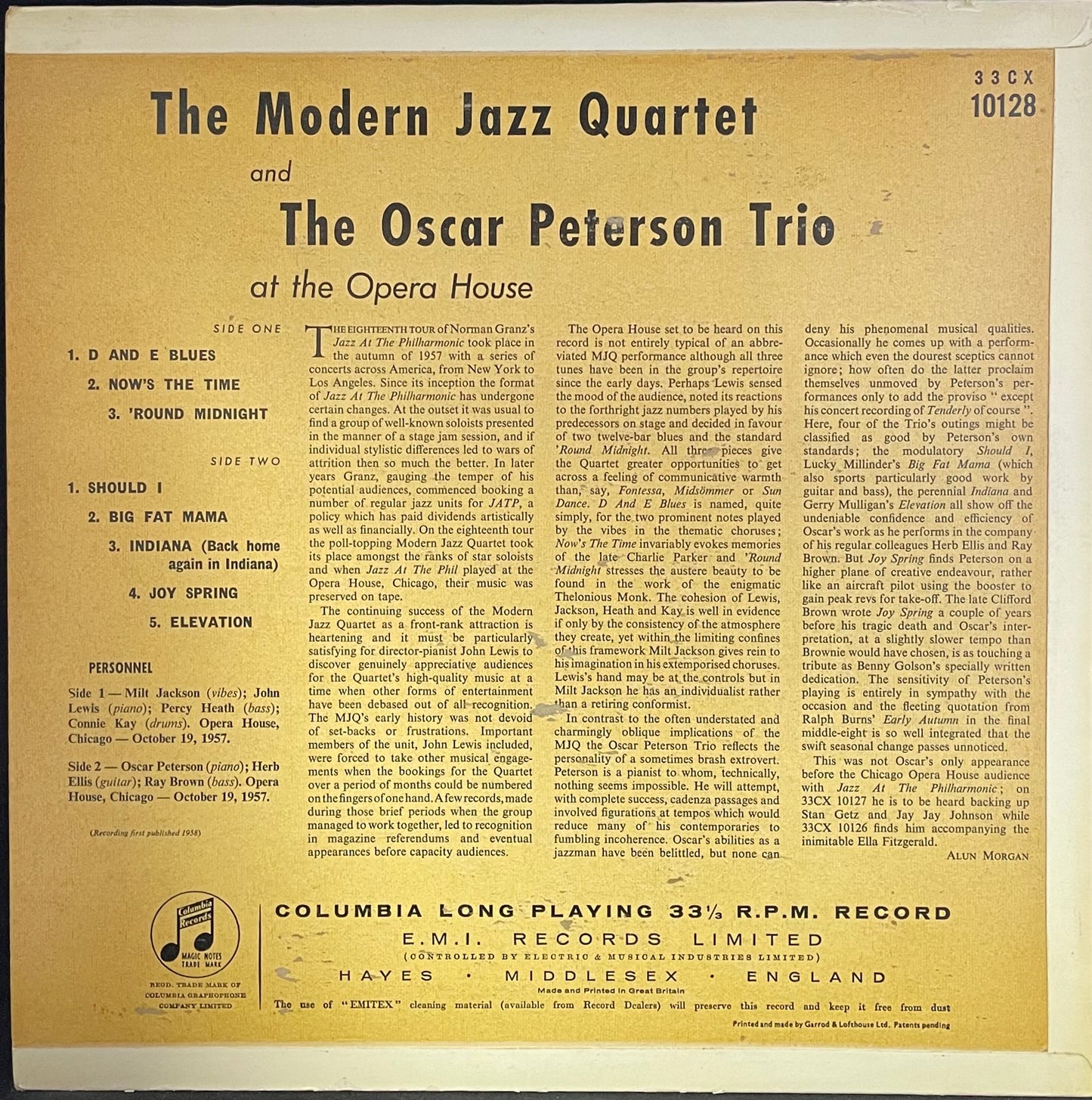 The Modern Jazz Quartet & The Oscar Peterson Trio – At The Opera House - USED Vinyl LP