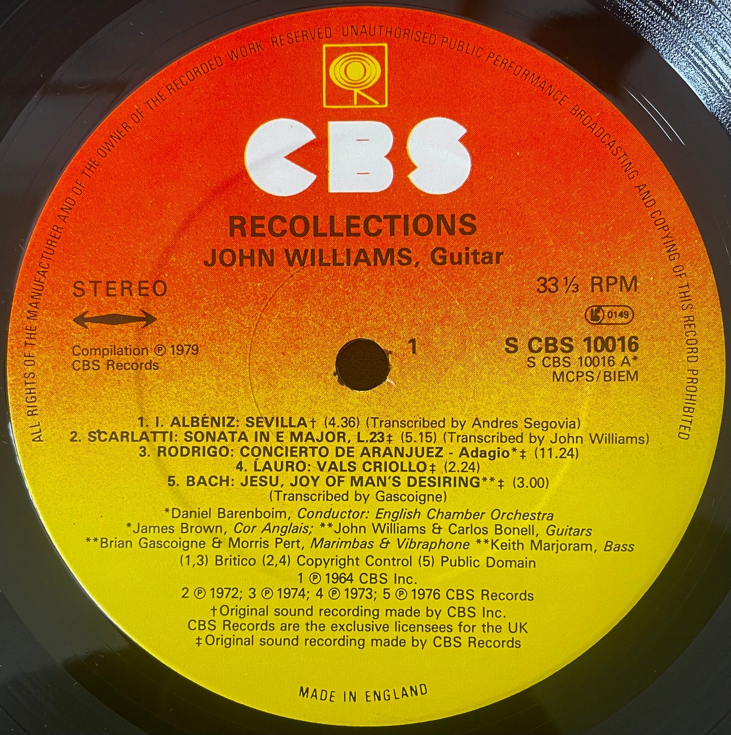 John Williams – Recollections - USED Vinyl LP