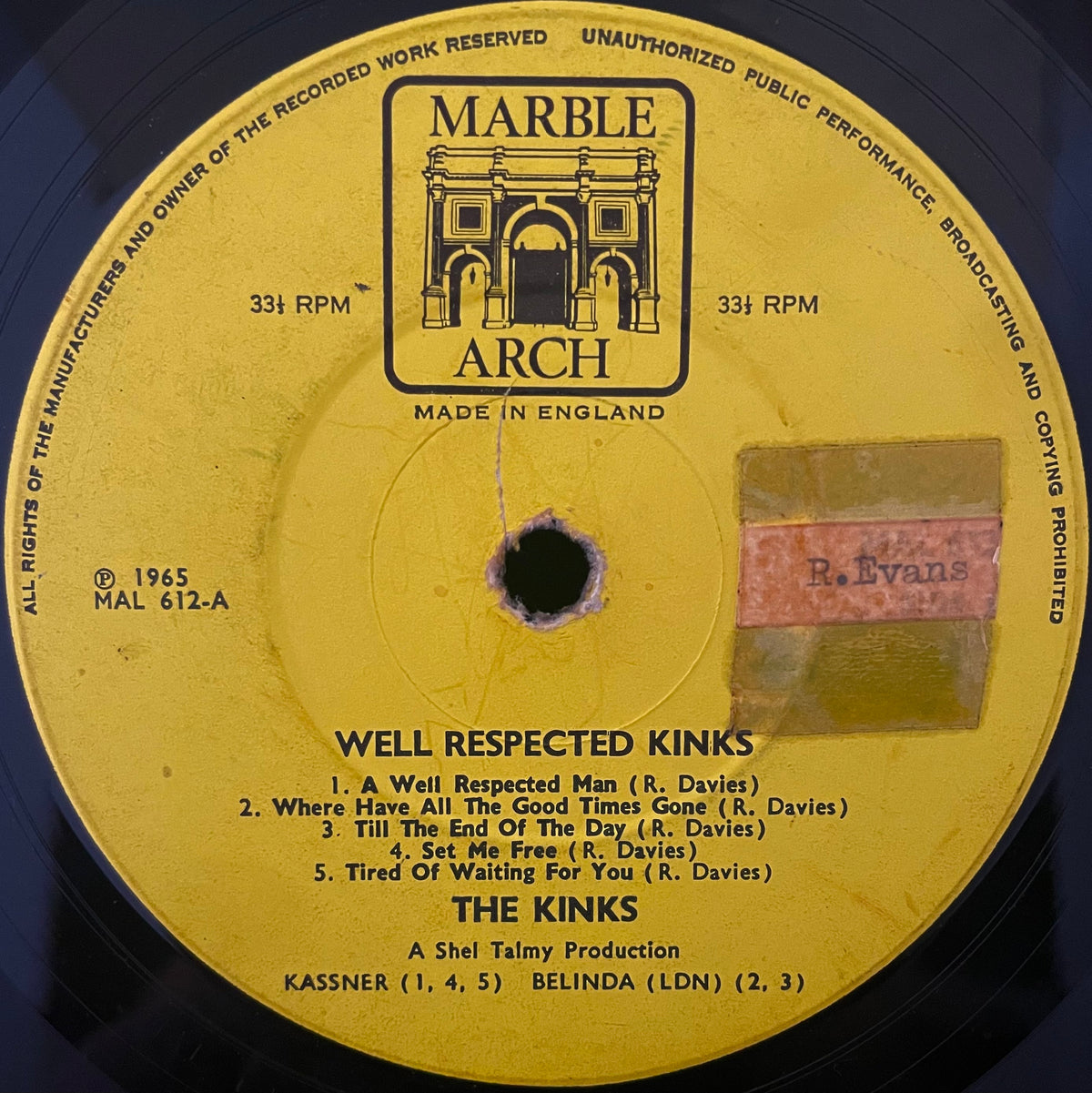 The Kinks – Well Respected Kinks - USED Vinyl 12" LP
