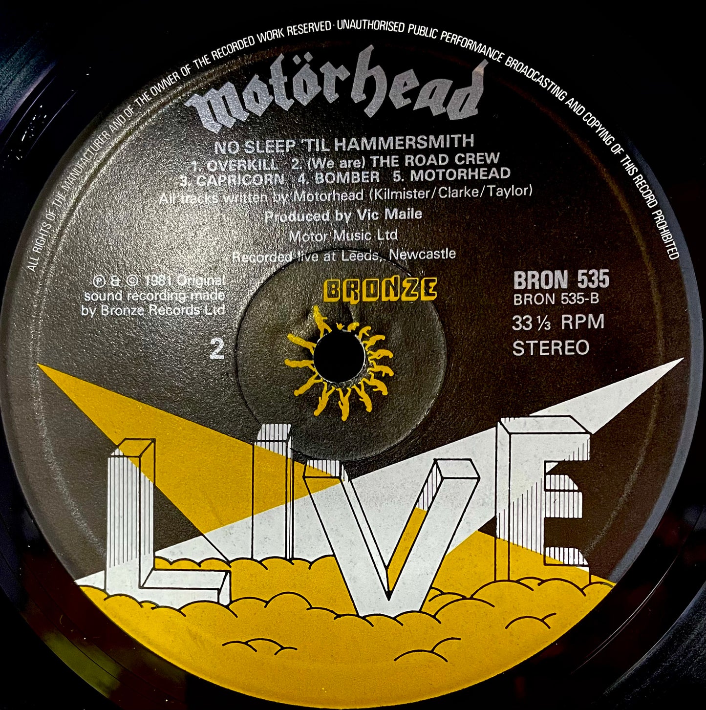 Motörhead – No Sleep 'til Hammersmith - USED Vinyl LP