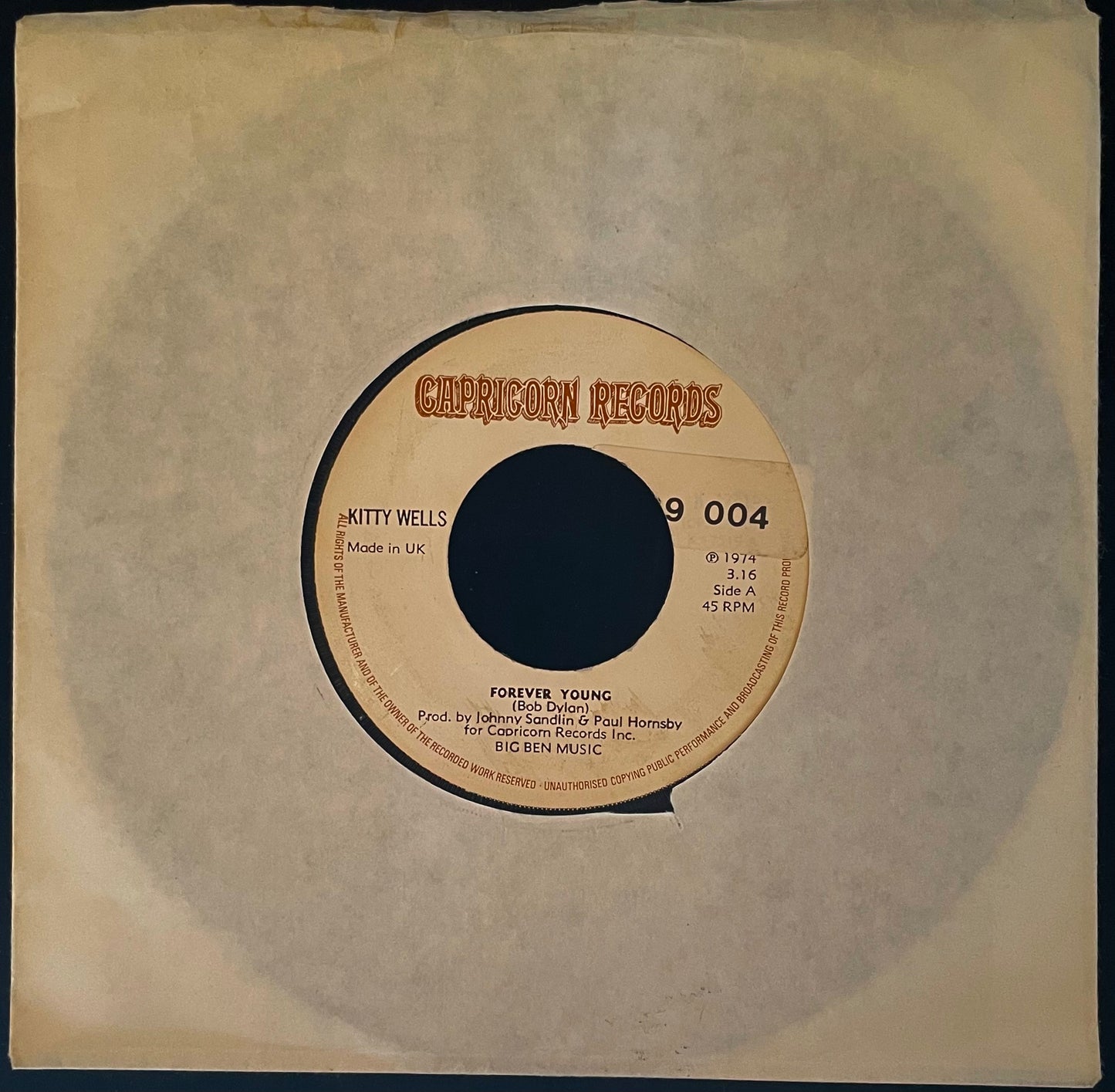 Kitty Wells – Forever Young - USED Vinyl 7" Single