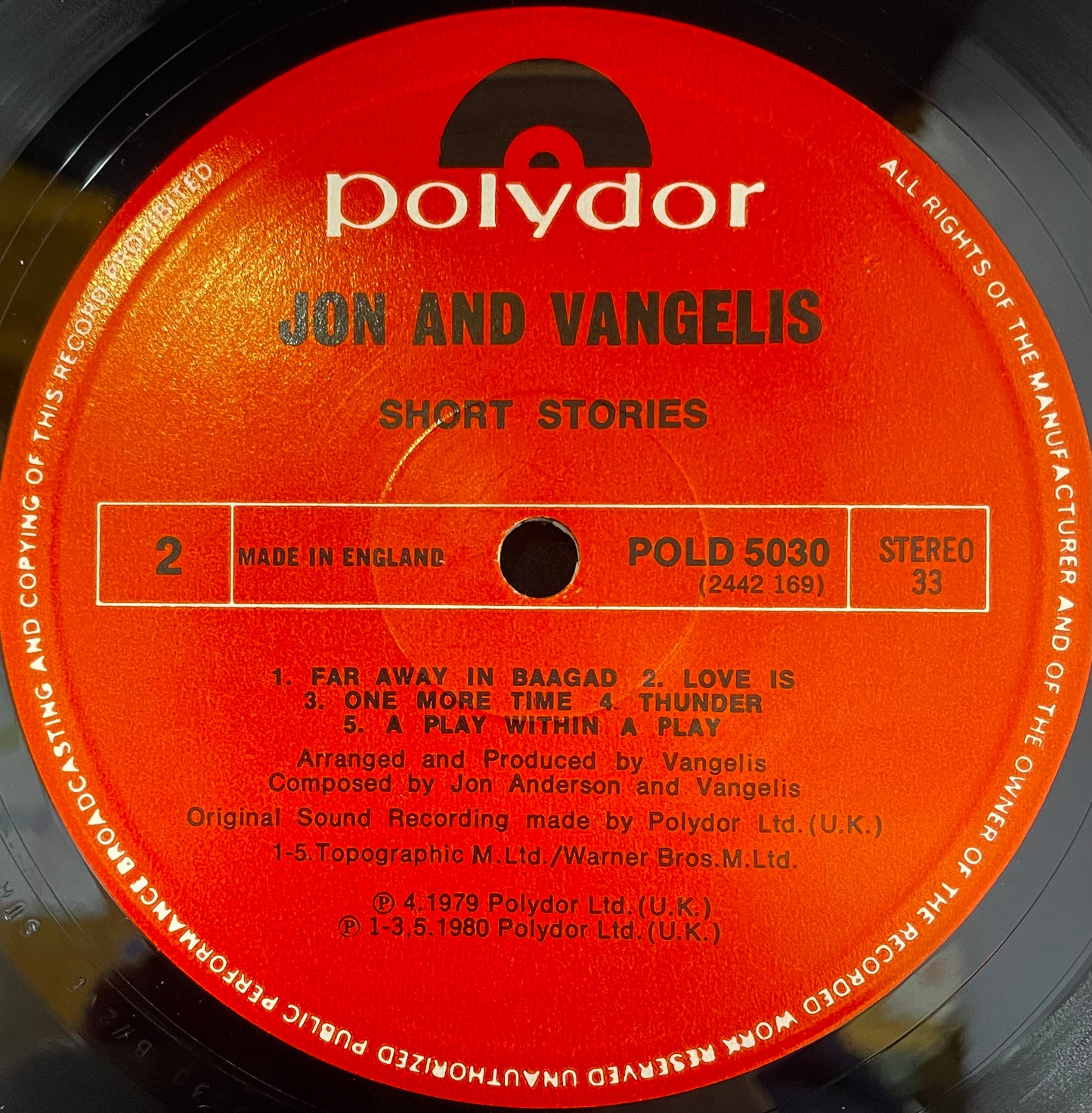 Jon And Vangelis – Short Stories - USED Vinyl LP