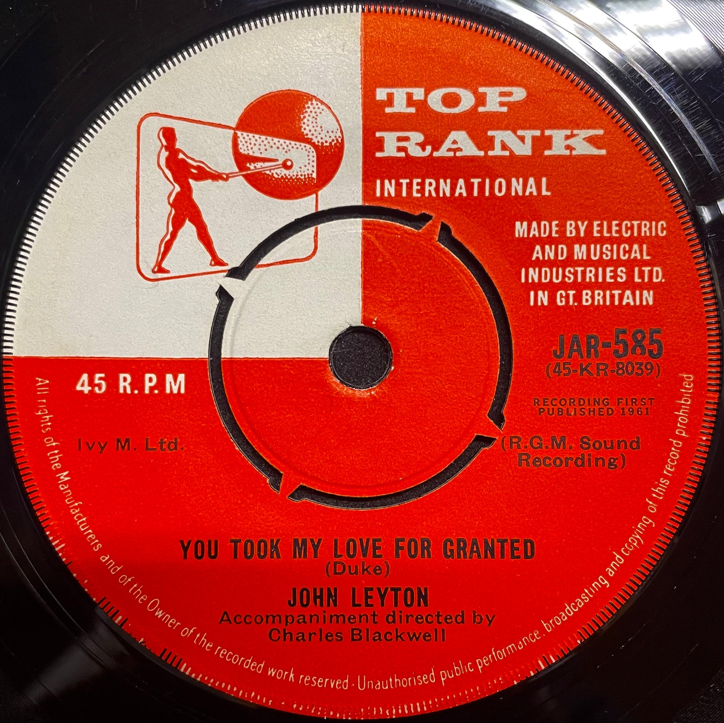 John Leyton – Wild Wind - USED Vinyl 7" Single