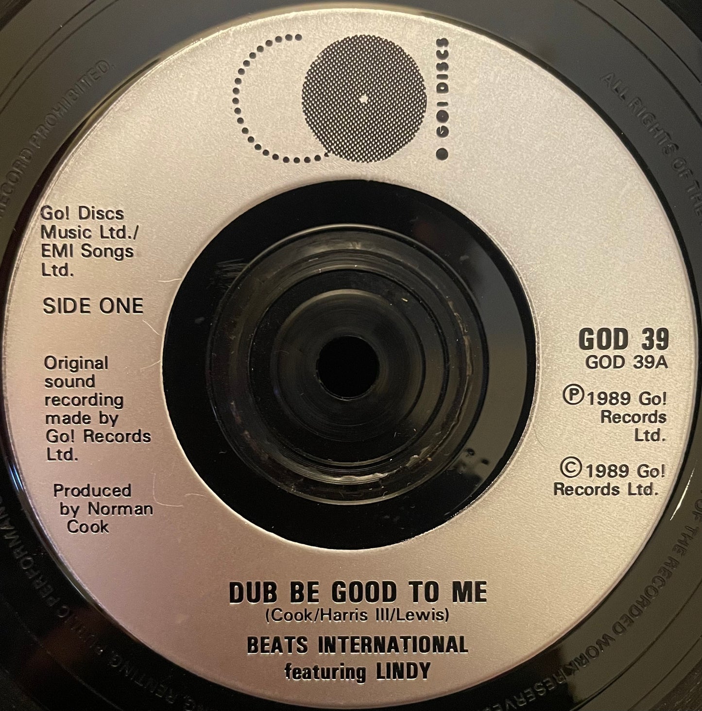 Beats International – Dub Be Good To Me - USED Vinyl 7" Single