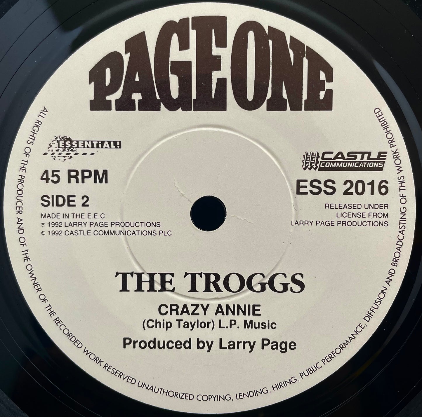 The Troggs ‎– Together / Crazy Annie – USED Vinyl 7" Single