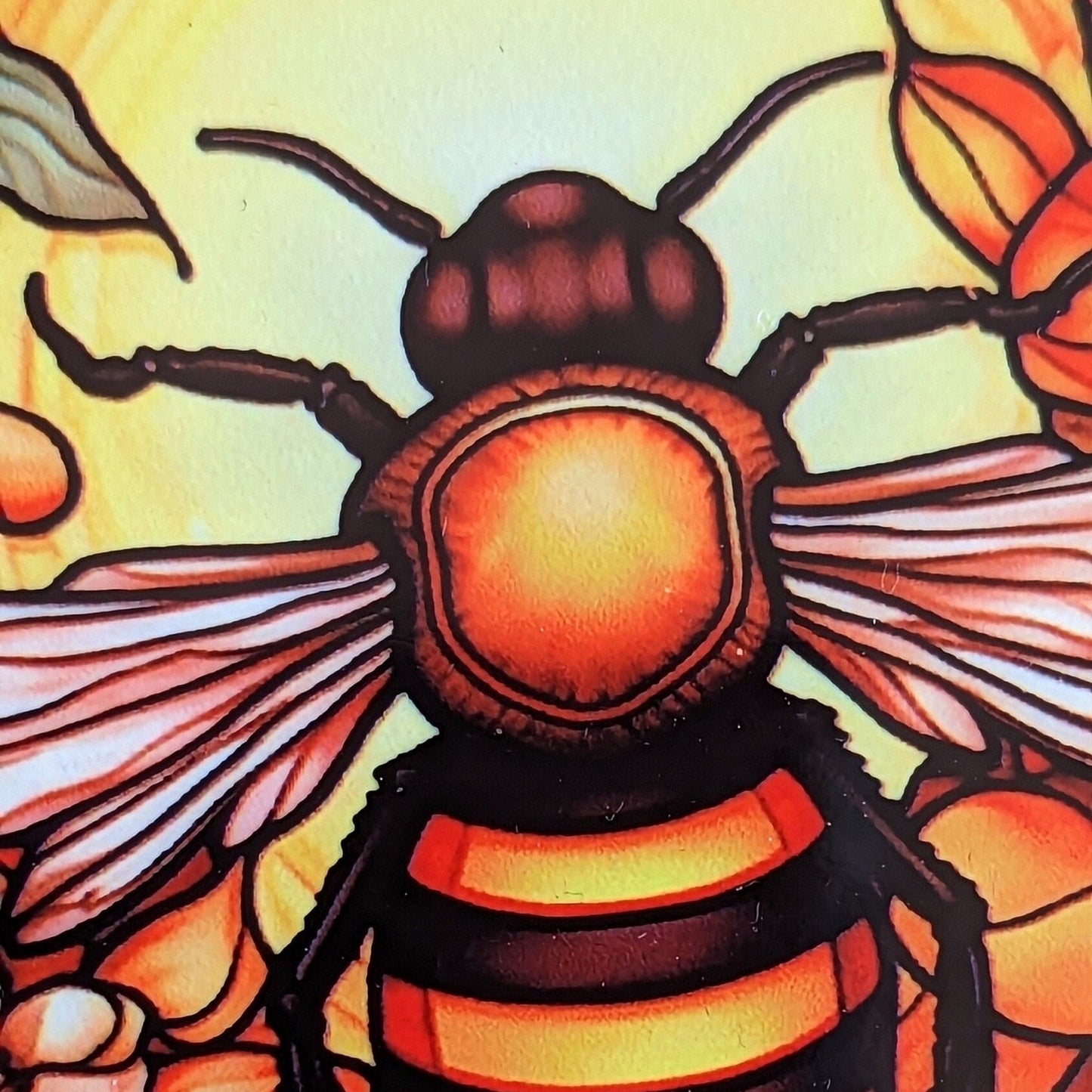 Worker Bee Stained Glass Effect Circular Drinks Coaster | Eco-Friendly Home Decor, Unique Gift, Handmade Artisan Craft