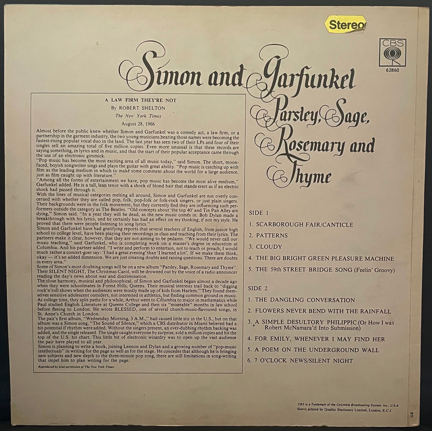 Simon And Garfunkel – Parsley, Sage, Rosemary And Thyme - USED Vinyl LP