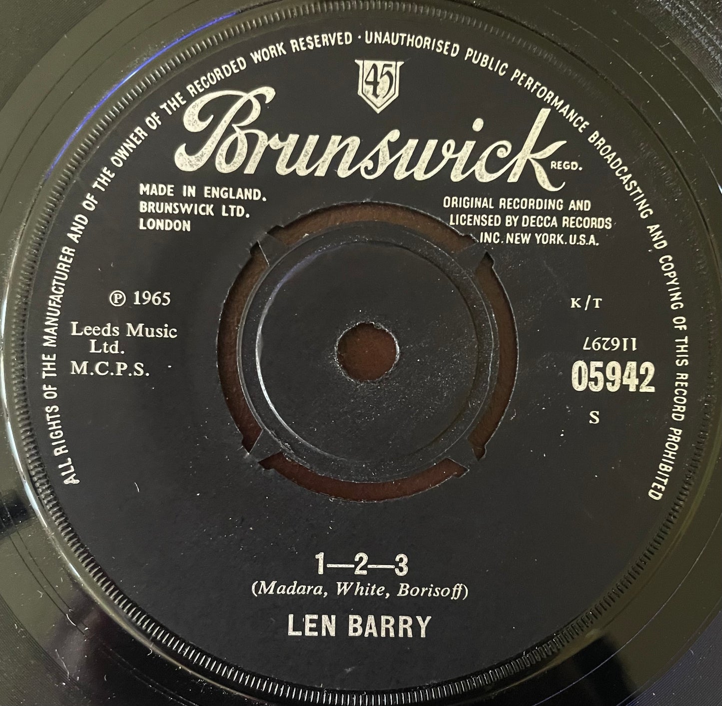 Len Barry – 1-2-3 - USED Vinyl 7" Single