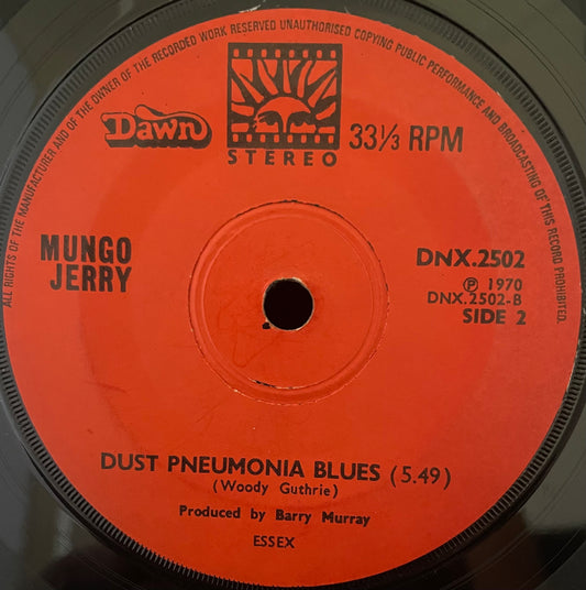 Mungo Jerry – In The Summertime / Mighty Man / Dust Pneumonia Blues - USED Vinyl 7" Single