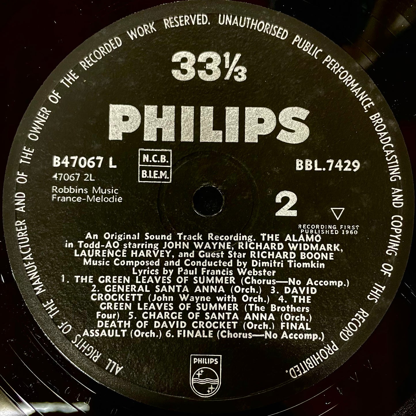 Dimitri Tiomkin – The Alamo - USED Vinyl LP MONO