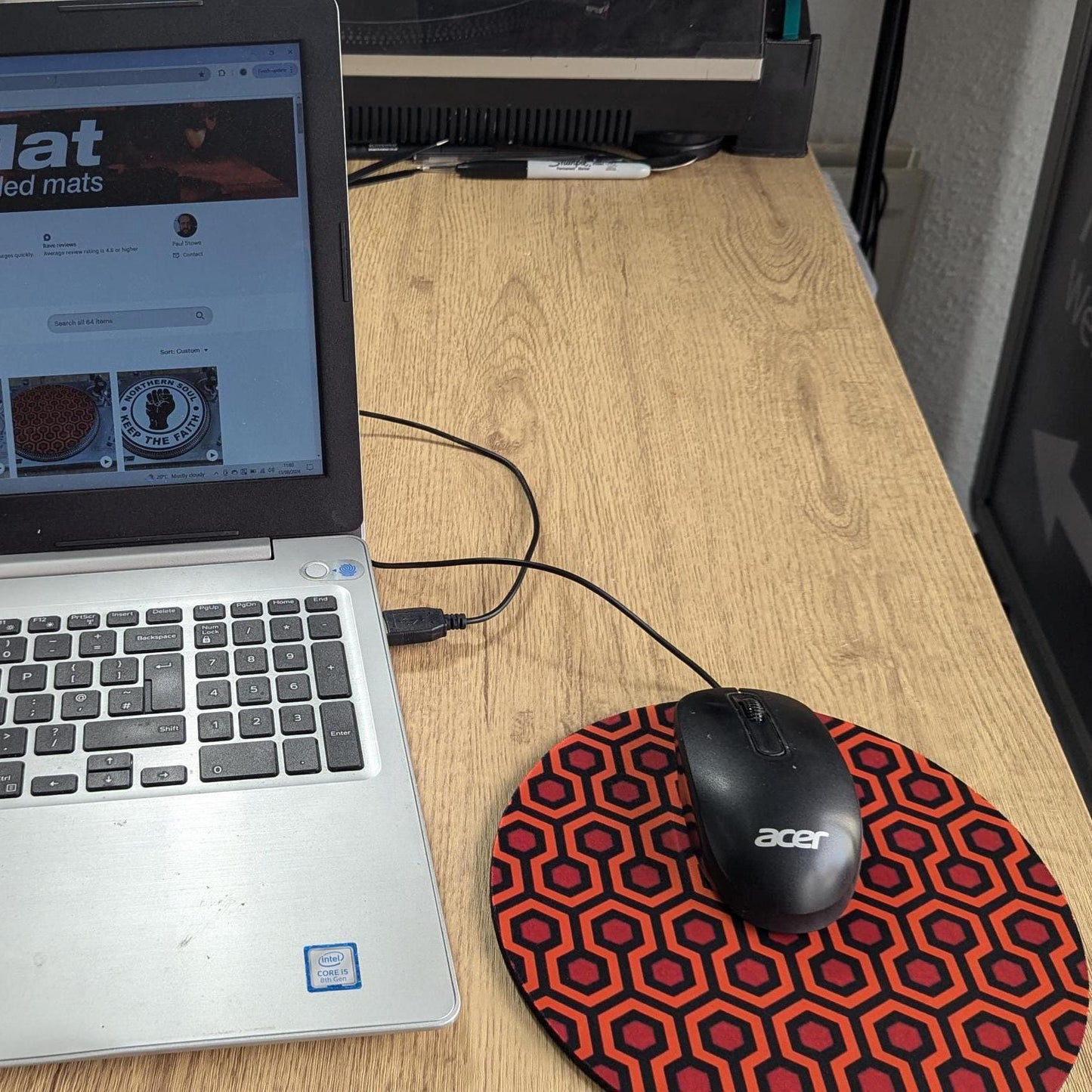 Overlook Hotel Carpet Mouse Pad | Round Horror Film Mousemat | Retro Office Desk Decor Gift