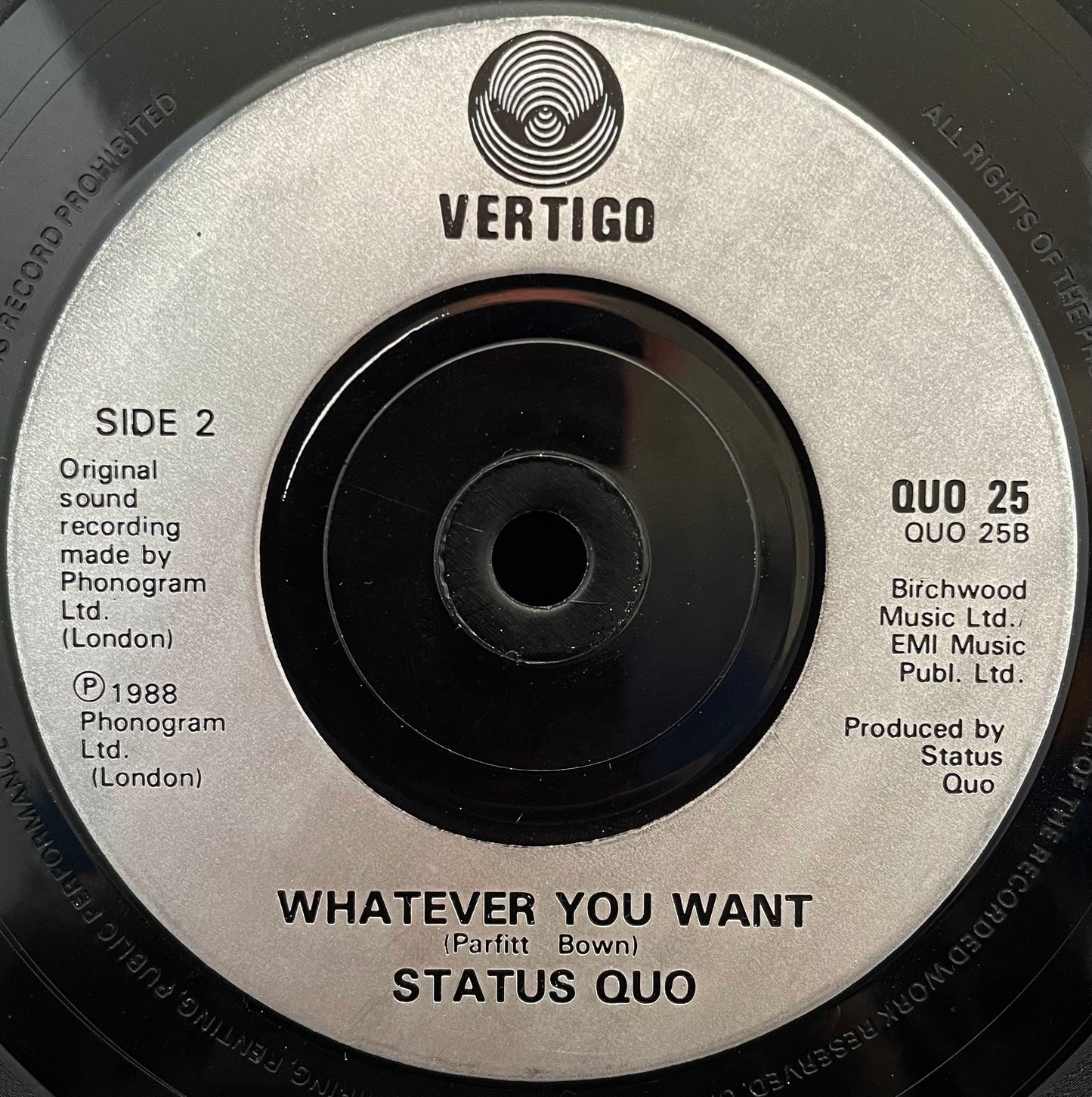 Status Quo – Burning Bridges (On And Off And On Again) – USED Vinyl 7" Single